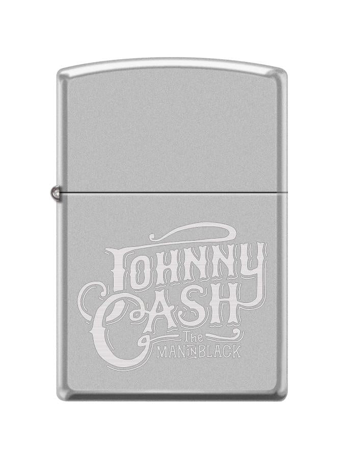 Zippo Lighter: Johnny Cash, The Man in Black, Engraved - Satin Chrome 46984