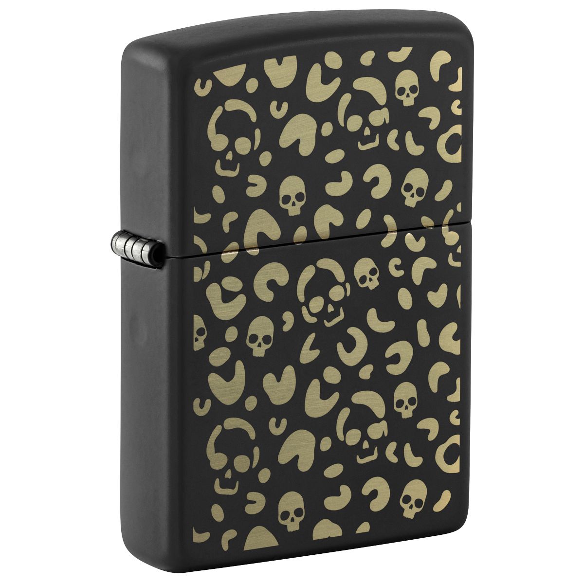 Zippo Lighter: Leopard Skulls, Engraved - Black Matte 47001
