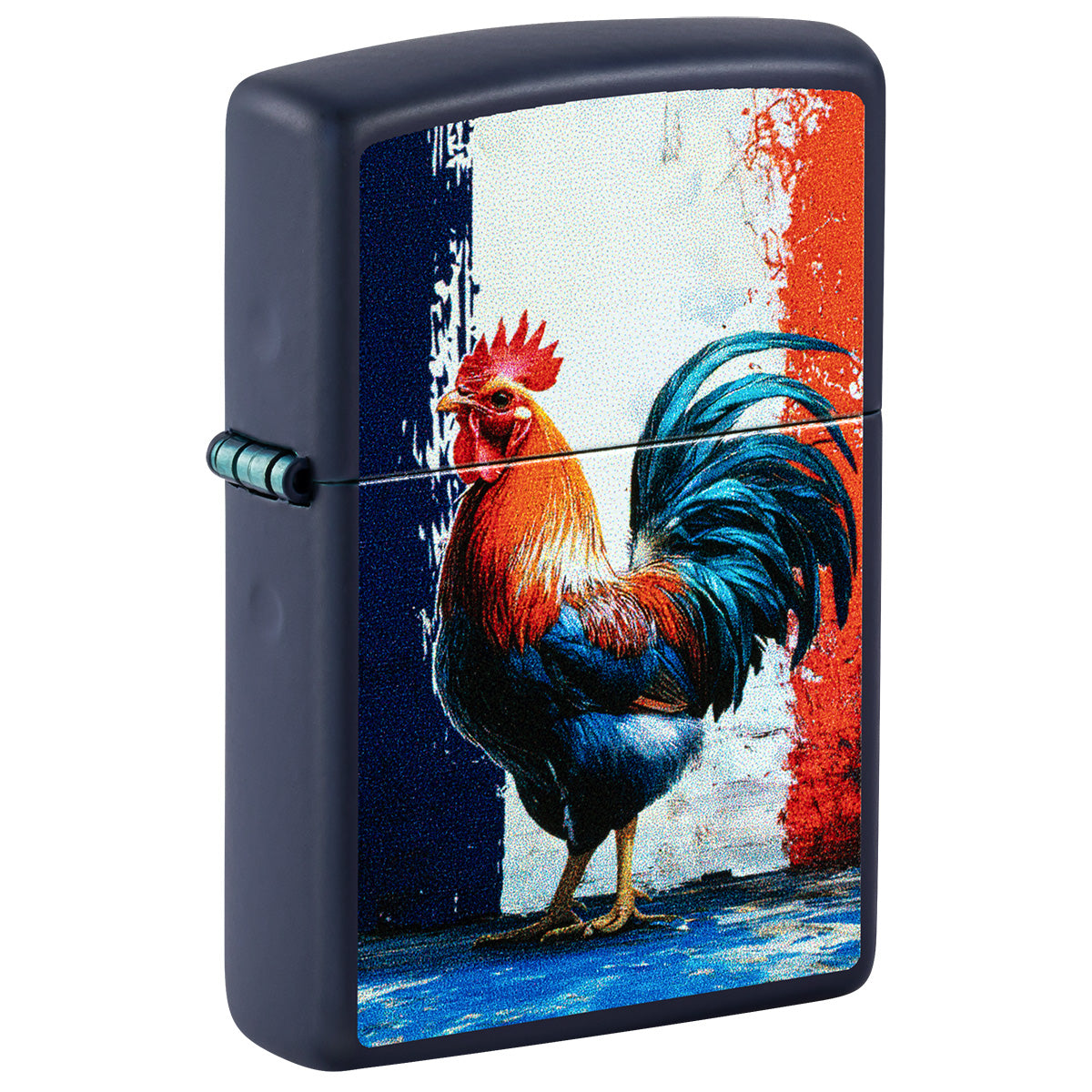 Zippo Lighter: Rooster Design - Navy Matte 47022