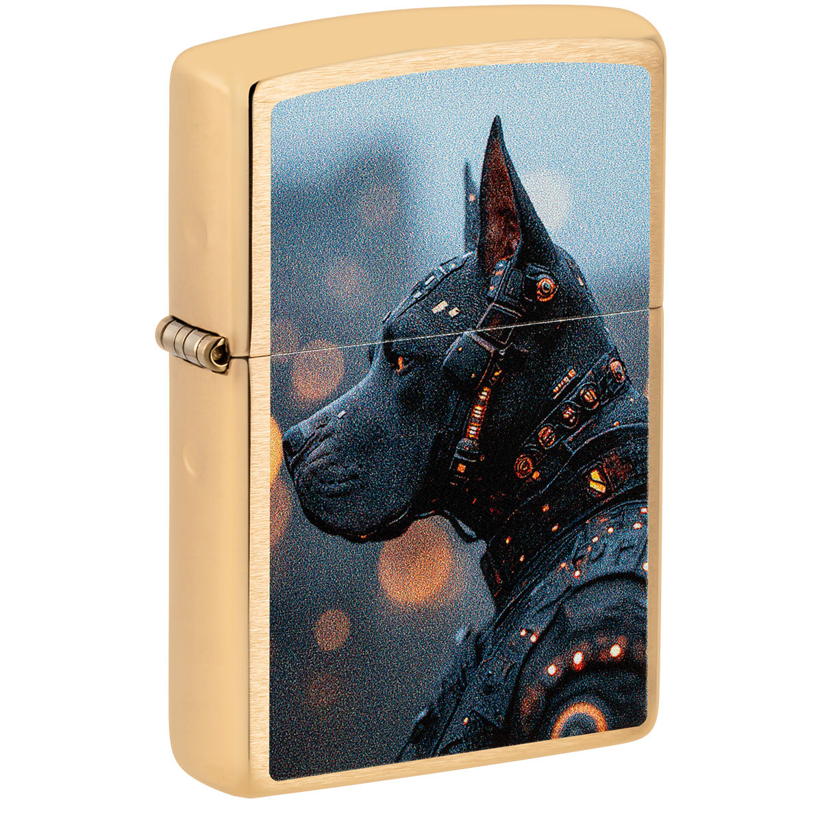 Zippo Lighter: Futuristic Dog - Brushed Brass 47025