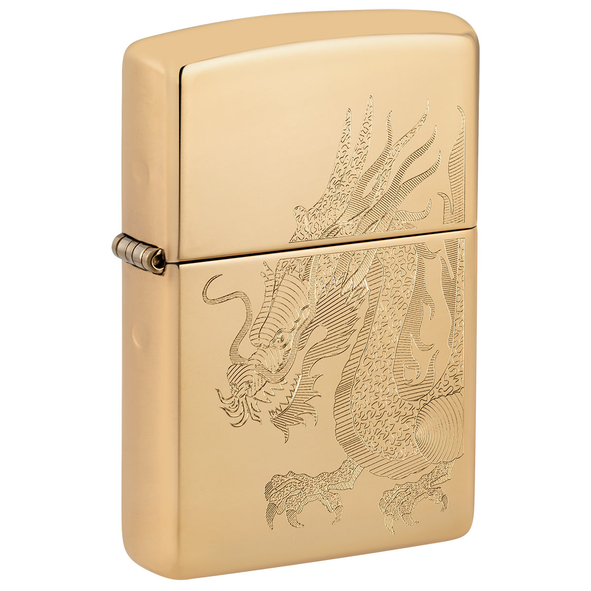 Zippo Lighter: Engraved Dragon - High Polish Brass 47026