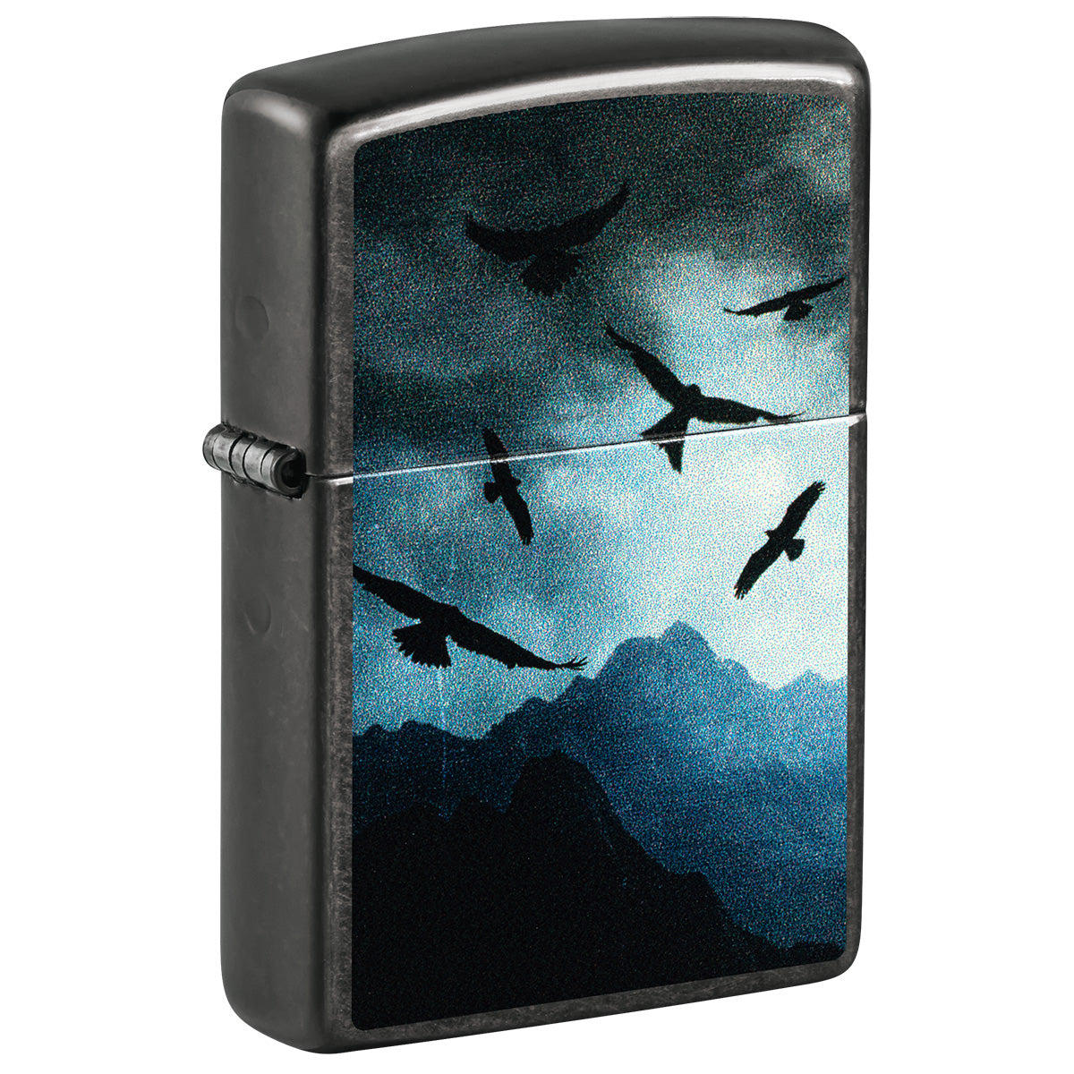 Zippo Lighter: Mountain and Hawks Flying - Gray Dusk 47041