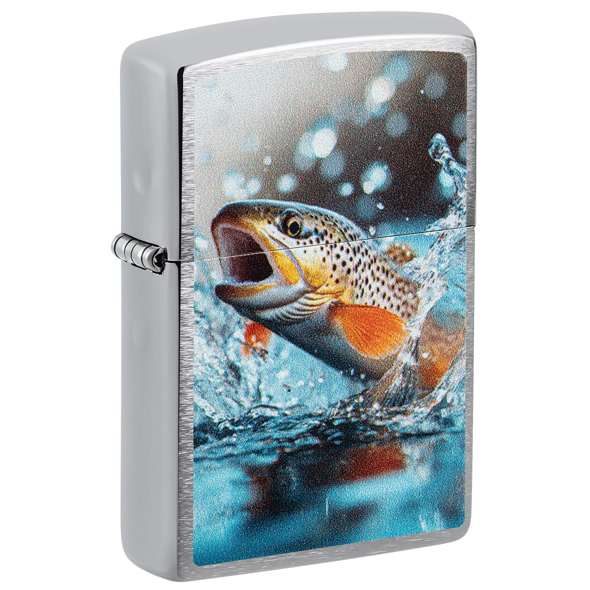 Zippo Lighter: Trout Fish - Brushed Chrome 47046