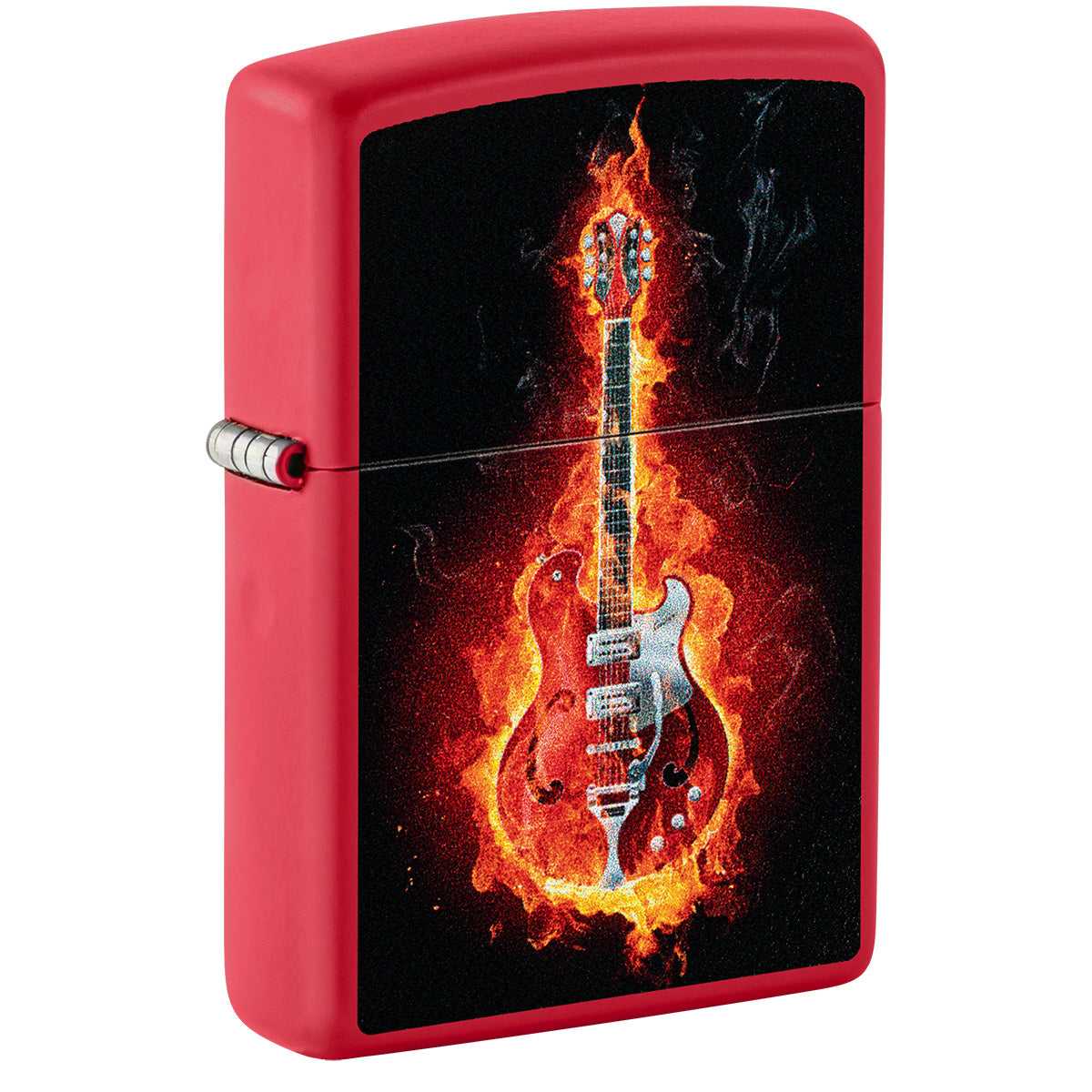 Zippo Lighter: Guitar on Fire - Red Matte 47052
