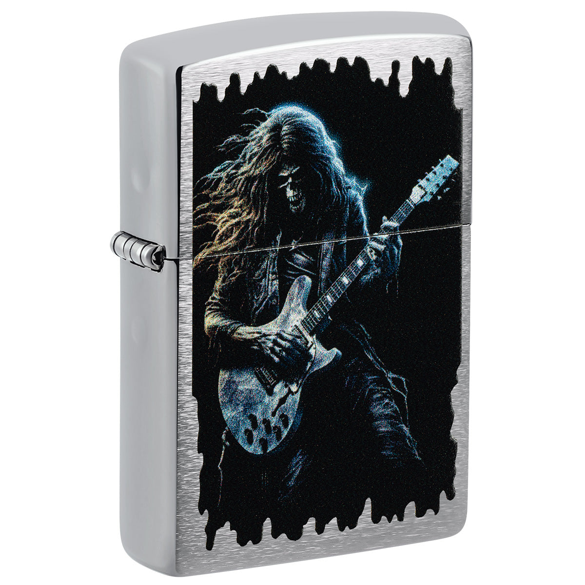 Zippo Lighter: Skeleton Rock Star - Brushed Chrome 47065