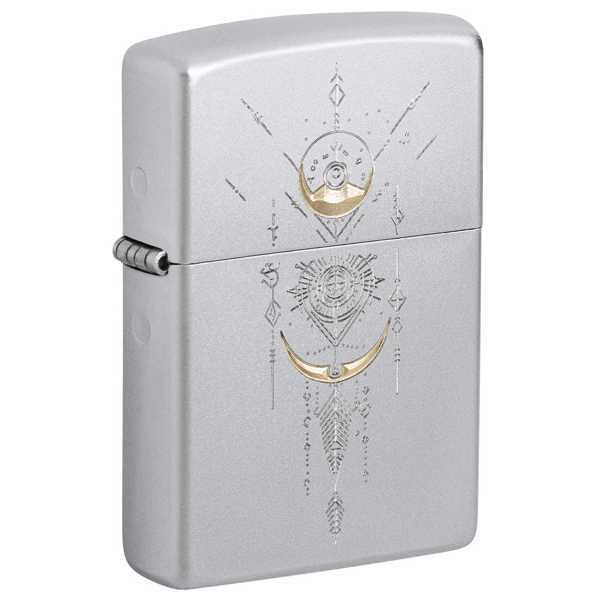 Zippo Lighter: Two-Tone Zen Design - Satin Chrome 47074
