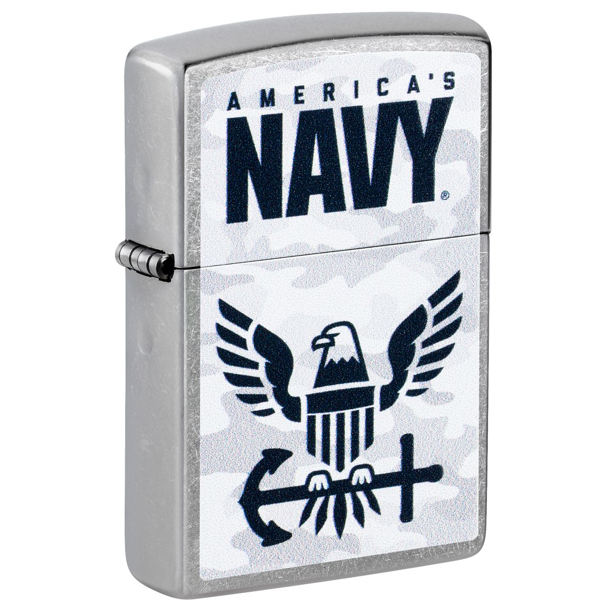 Zippo Lighter: U.S. Navy, Camo Logo - Street Chrome 47091