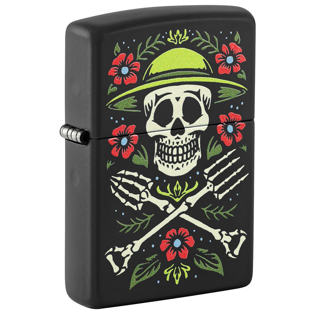 Zippo Lighter: Skeleton, Garden for Life - Black Matte 47152
