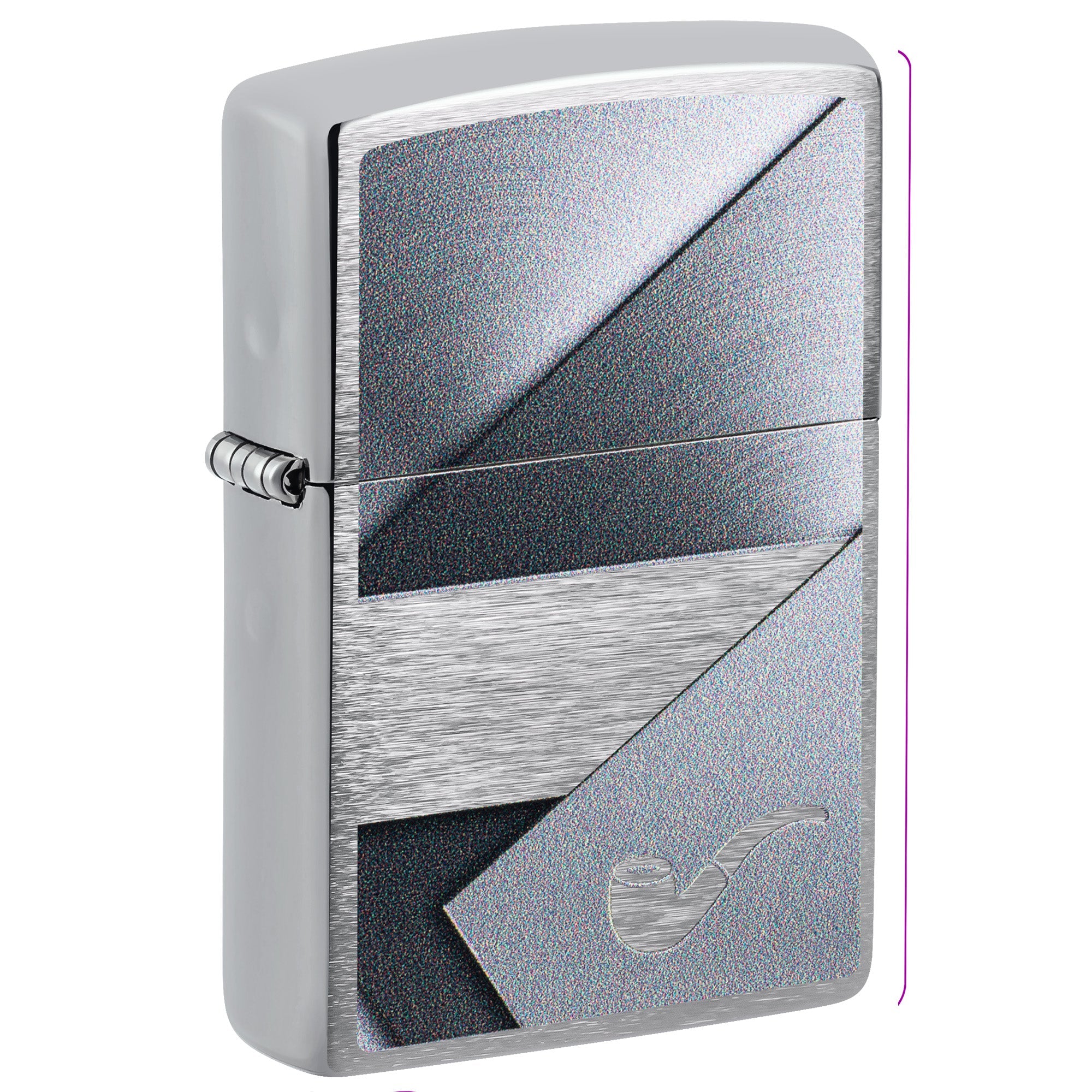 Zippo Lighter: Metallic Design Pipe Lighter - Brushed Chrome 47191