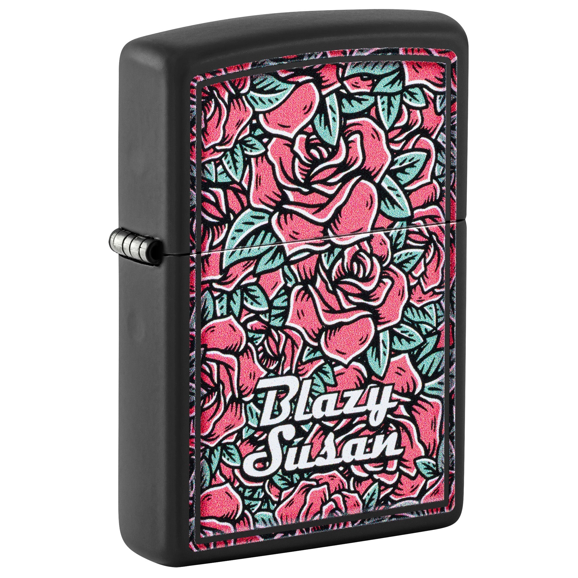 Zippo Lighter: Blazy Susan Roses Design - Black Matte 47192