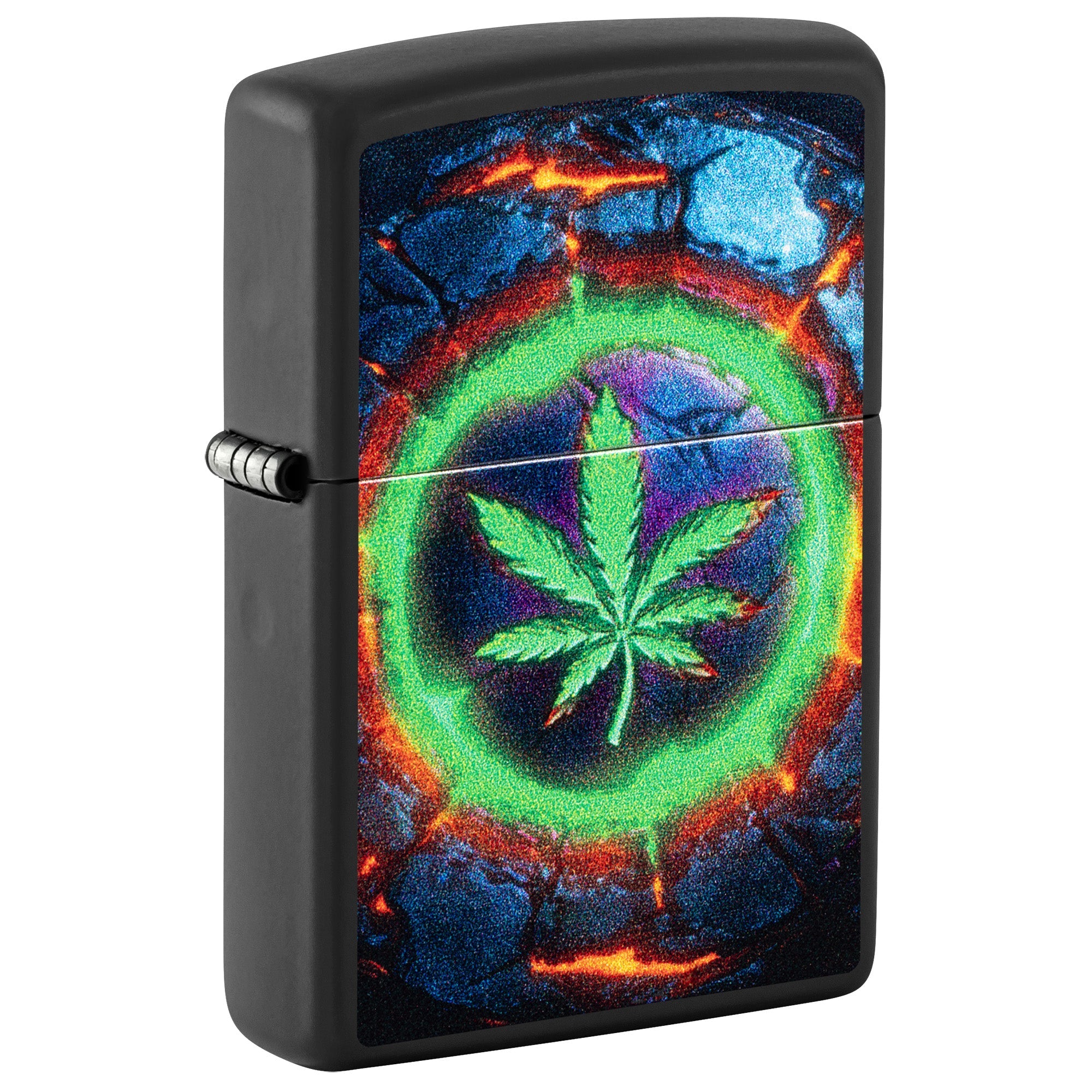 Zippo Lighter: Lava Leaf Design - Black Matte 47216