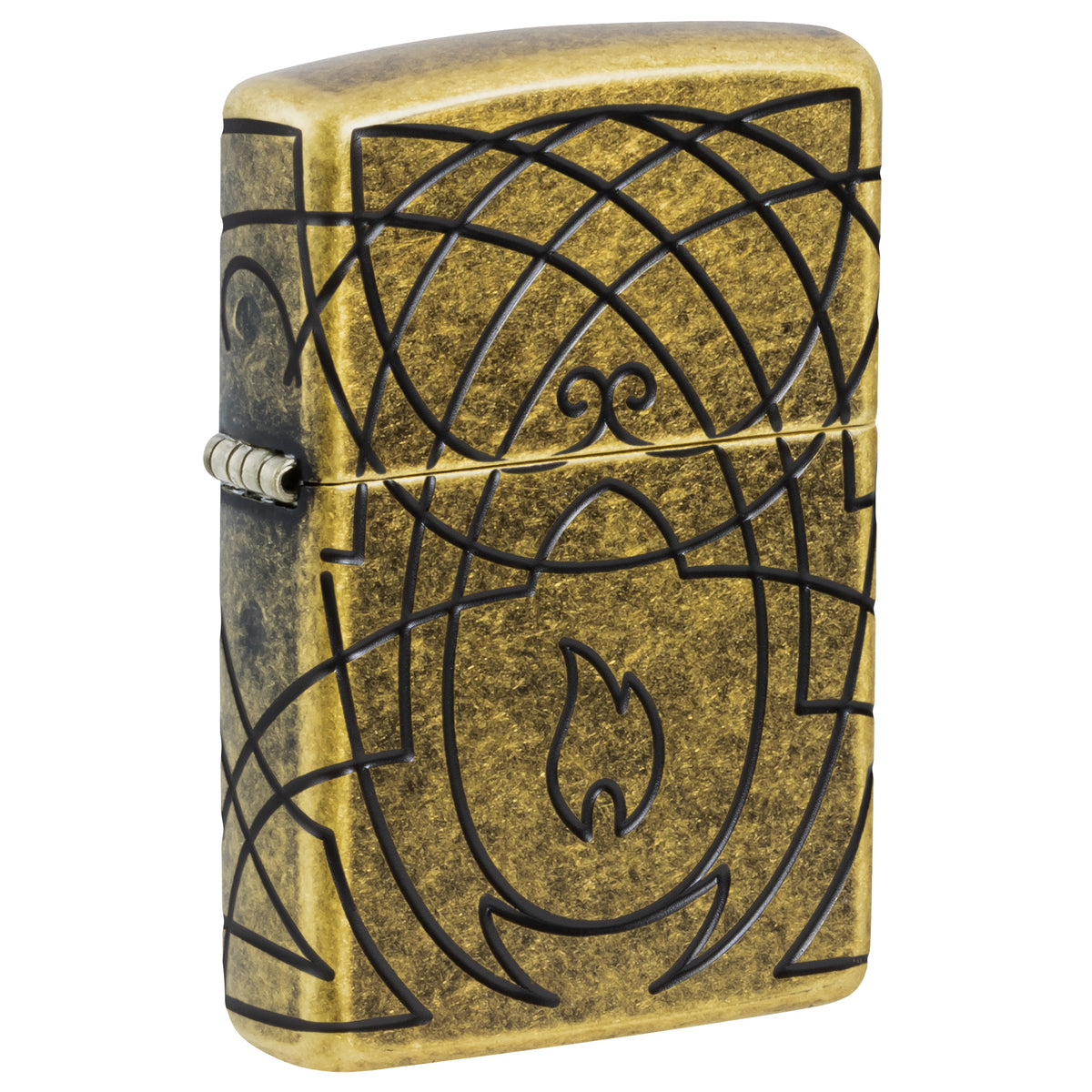 Zippo Lighter: Celtic Flame Design - Antique Brass 47254