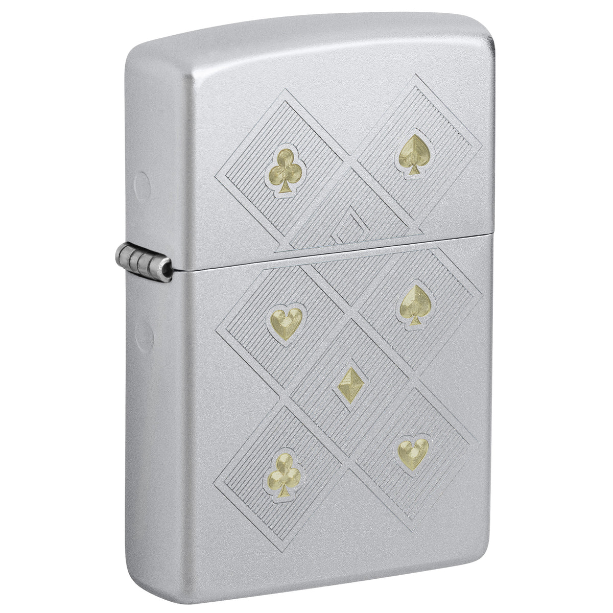Zippo Lighter: Poker Pattern Design - Satin Chrome 47453