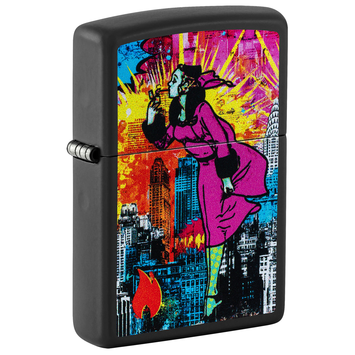 Zippo Lighter: City Windy Design - Black Matte 47497