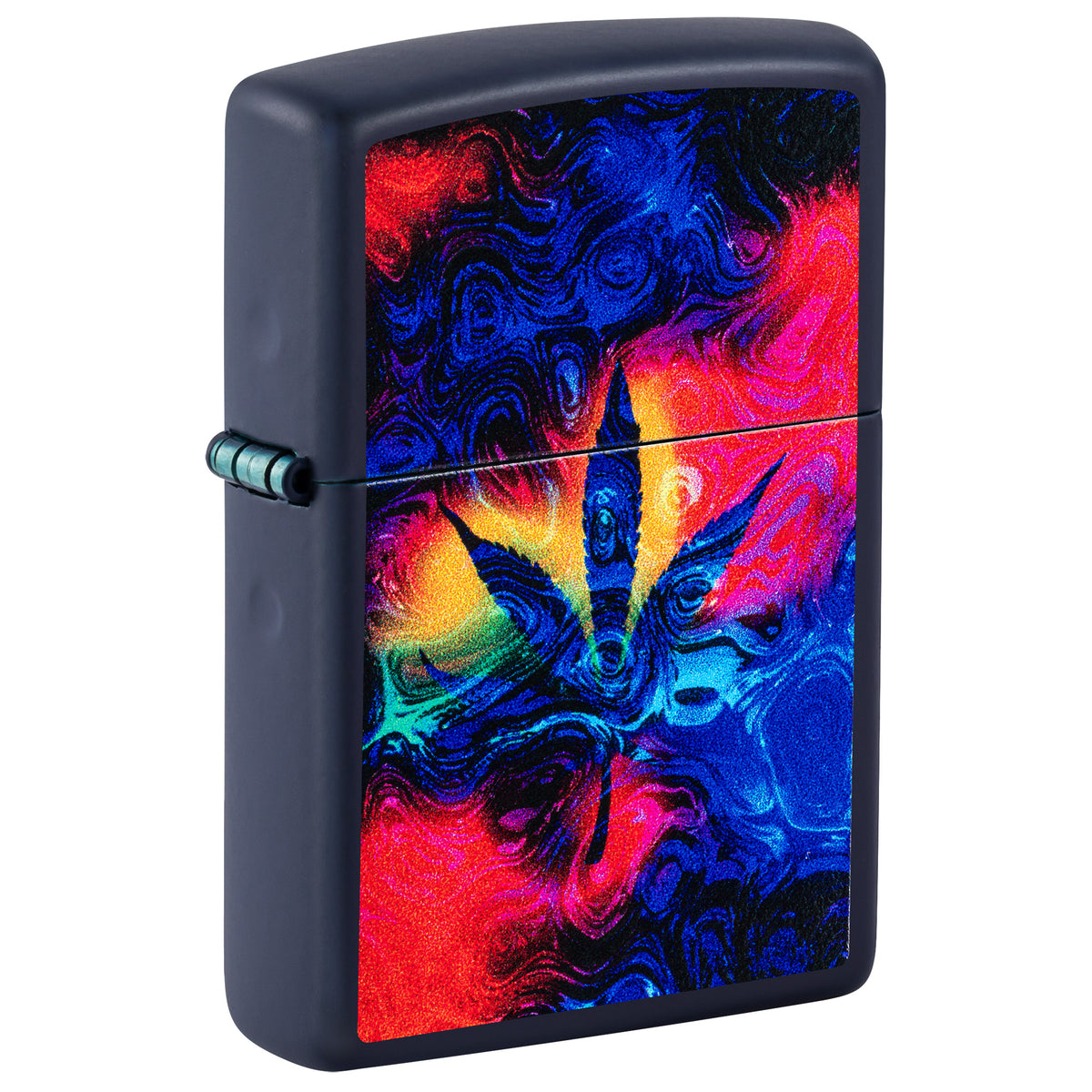 Zippo Lighter: Tie Dye Leaf Design - Navy Matte 47507