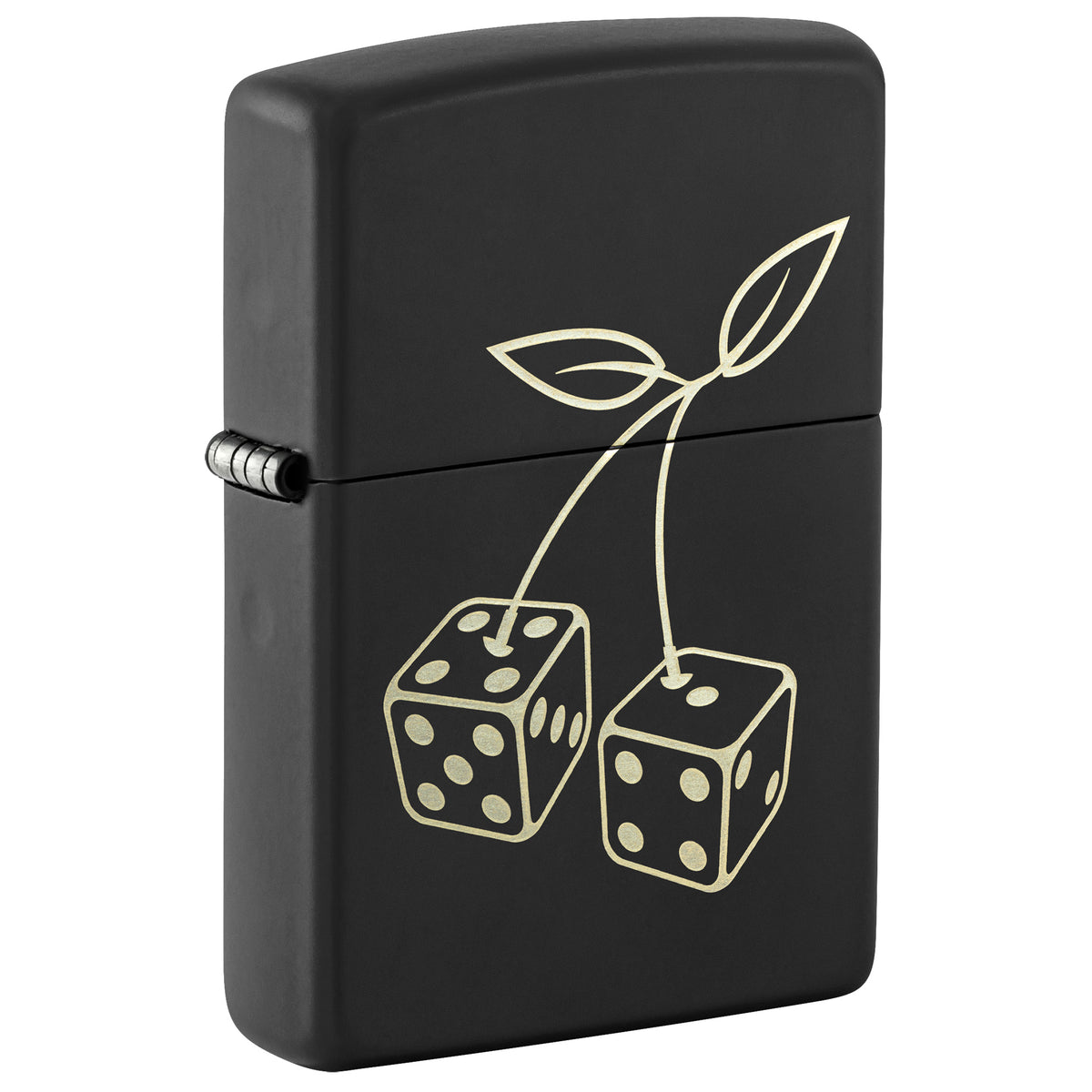 Zippo Lighter: Dice Cherries Design - Black Matte 47530