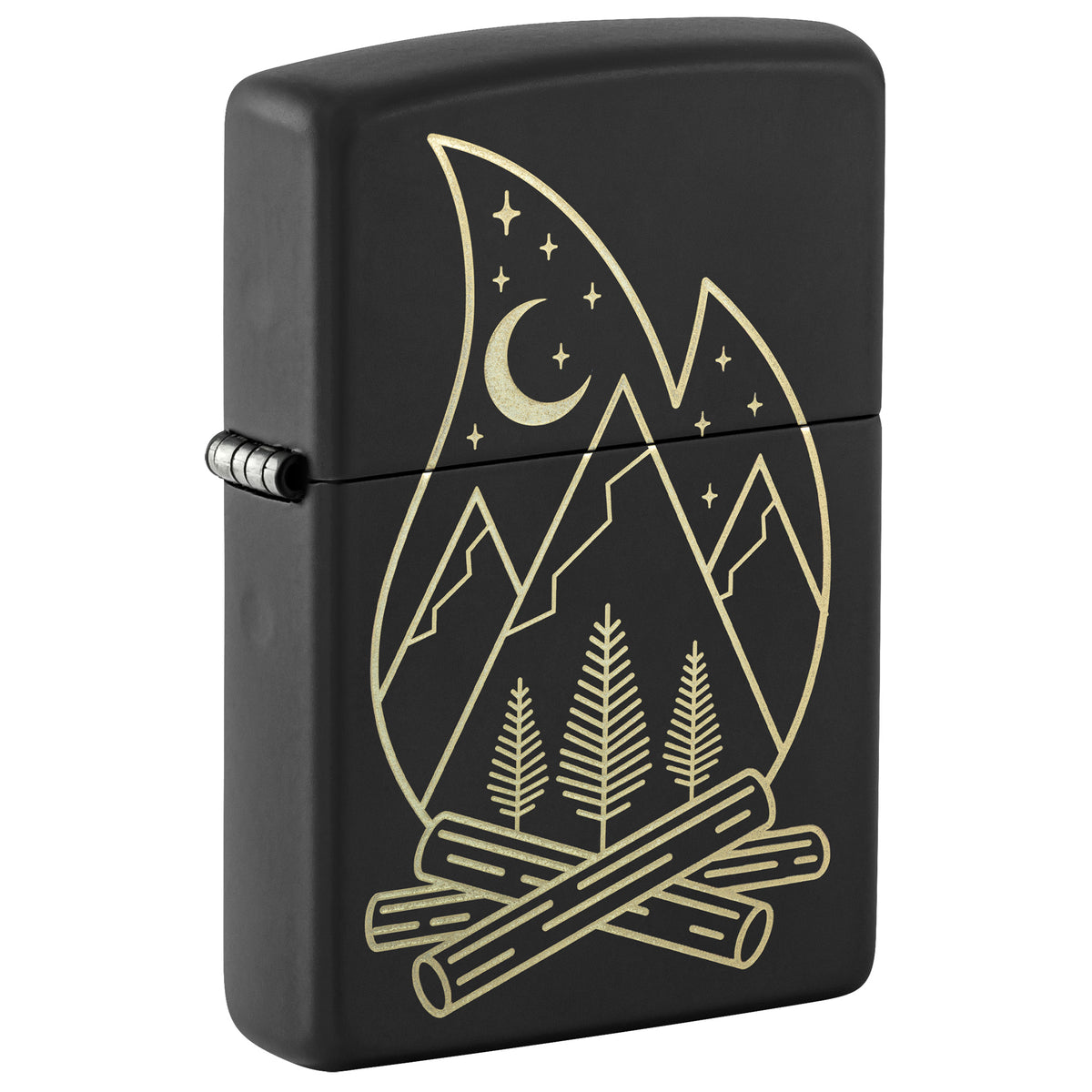 Zippo Lighter: Camp Flame Design - Black Matte 47532