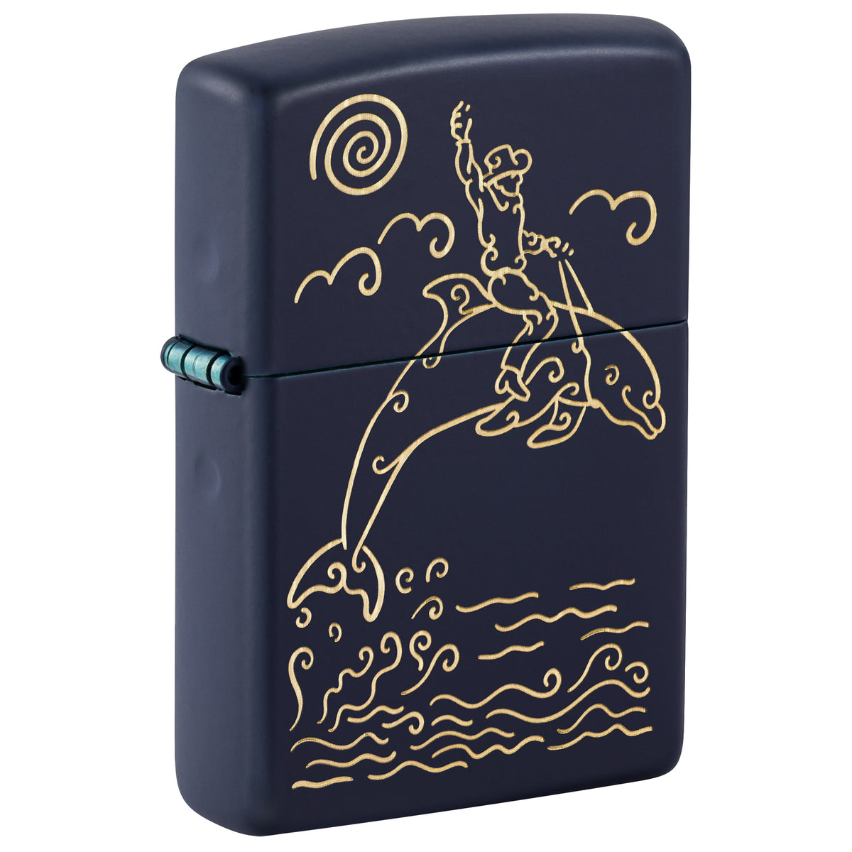 Zippo Lighter: Dolphin Cowboy Design - Navy Matte 47535