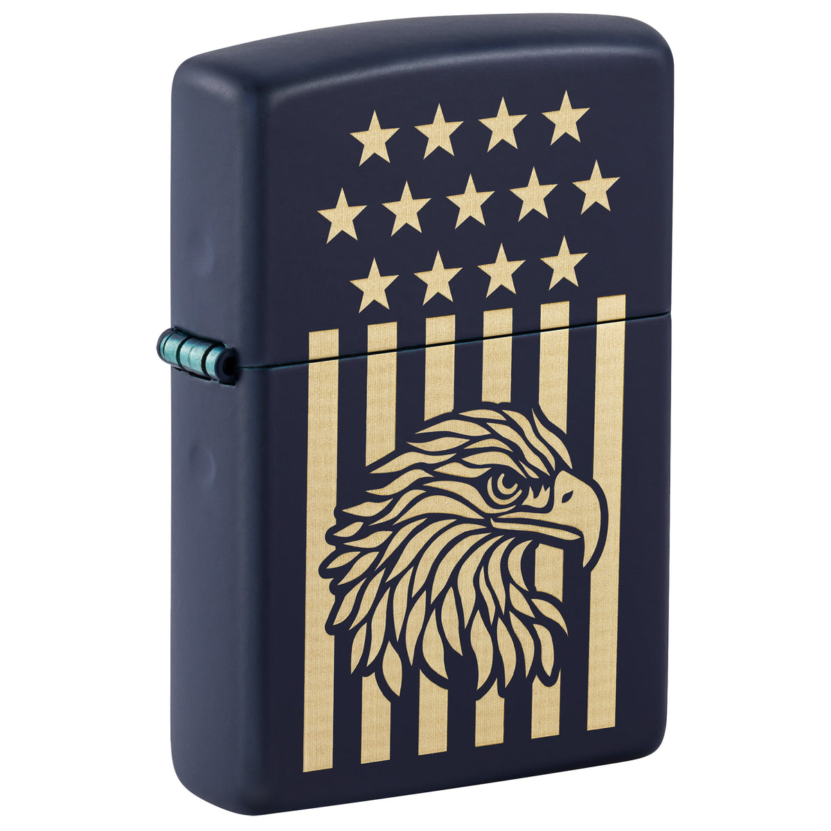 Zippo Lighter: Eagle and Flag Design - Navy Matte 47536