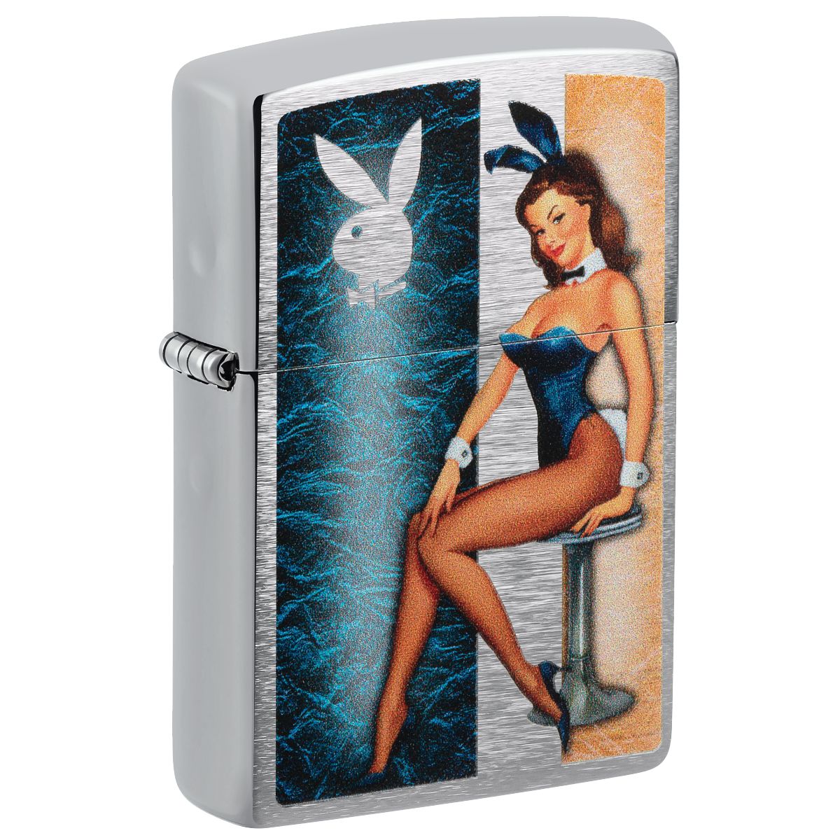 Zippo Lighter: Playboy Pinup Girl - Brushed Chrome 48374