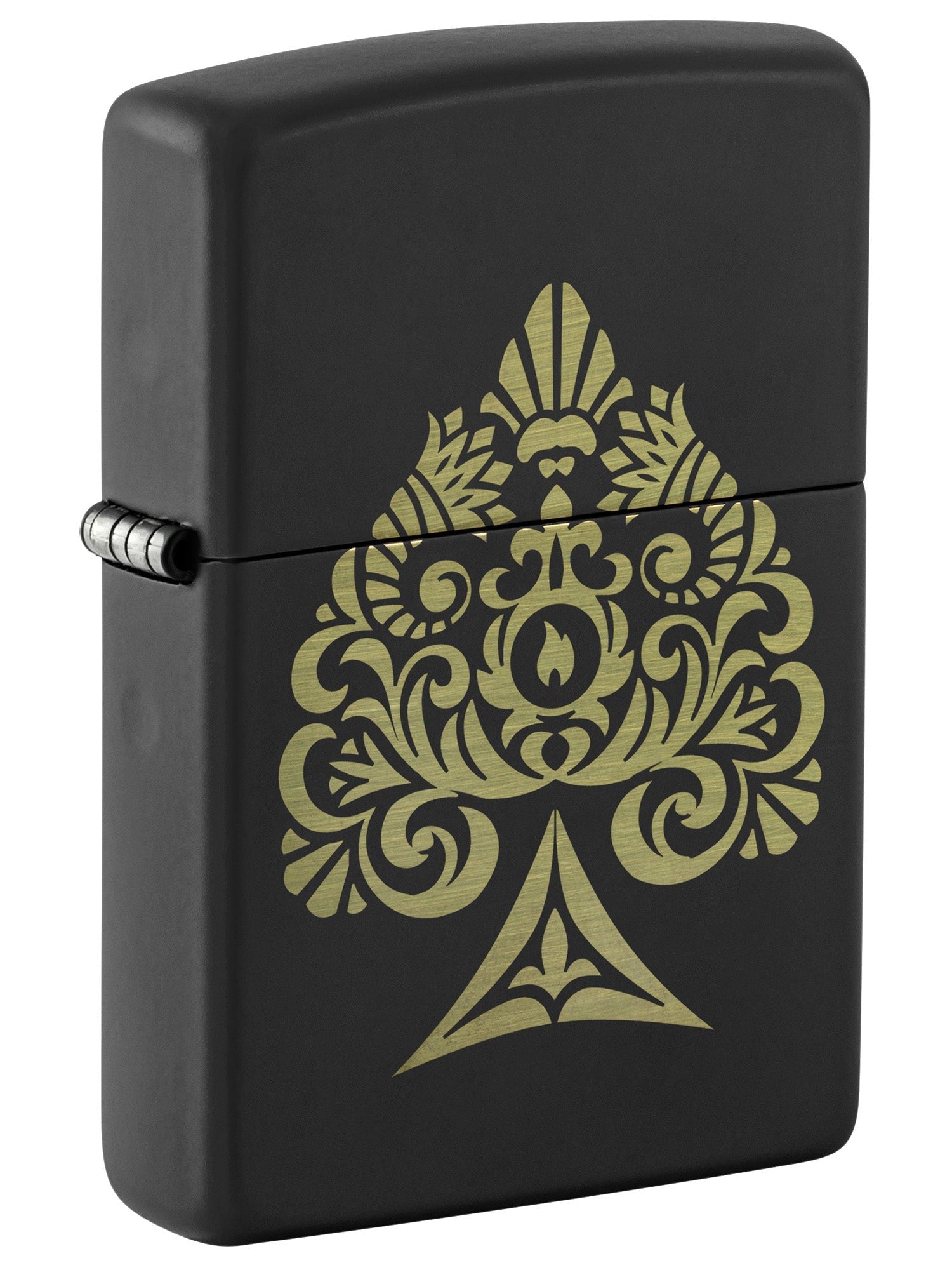 Zippo Lighter: Engraved Spade - Black Matte 48472