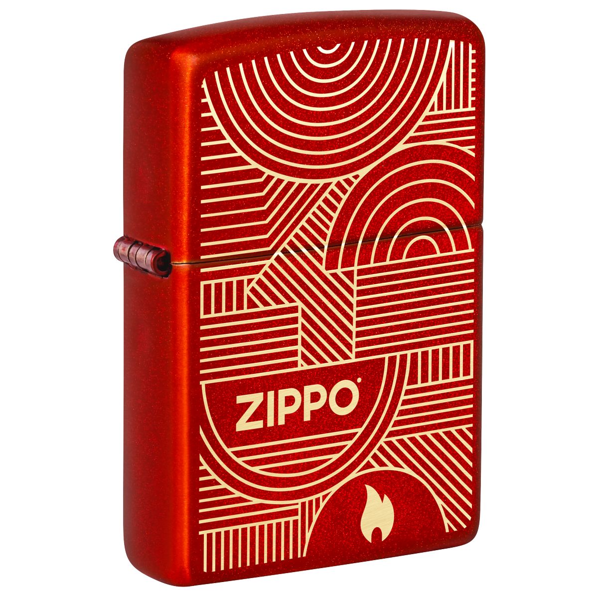 Zippo Lighter: Zippo Art Deco Logo, Engraved - Metallic Red 48705