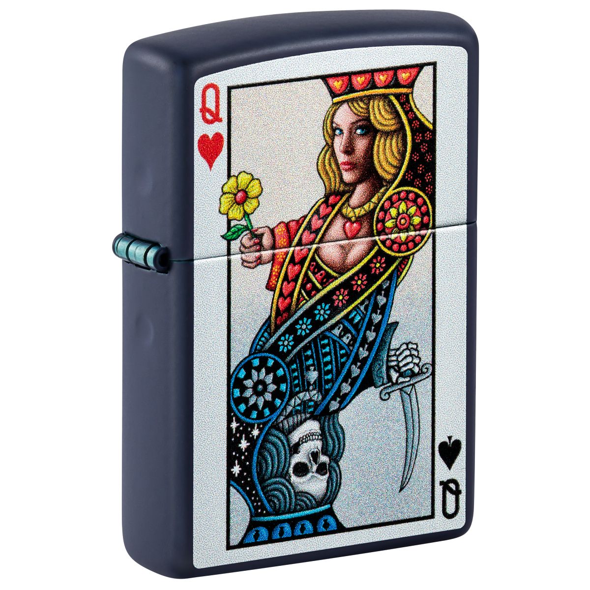 Zippo Lighter: Queen of Hearts and Spades - Navy Matte 48723