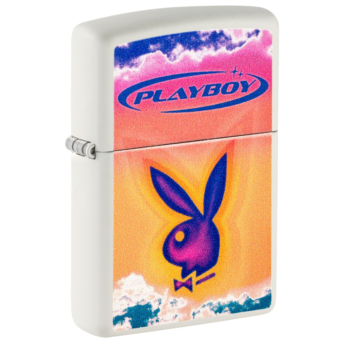 Zippo Lighter: Playboy Bunny with Clouds - White Matte 48744