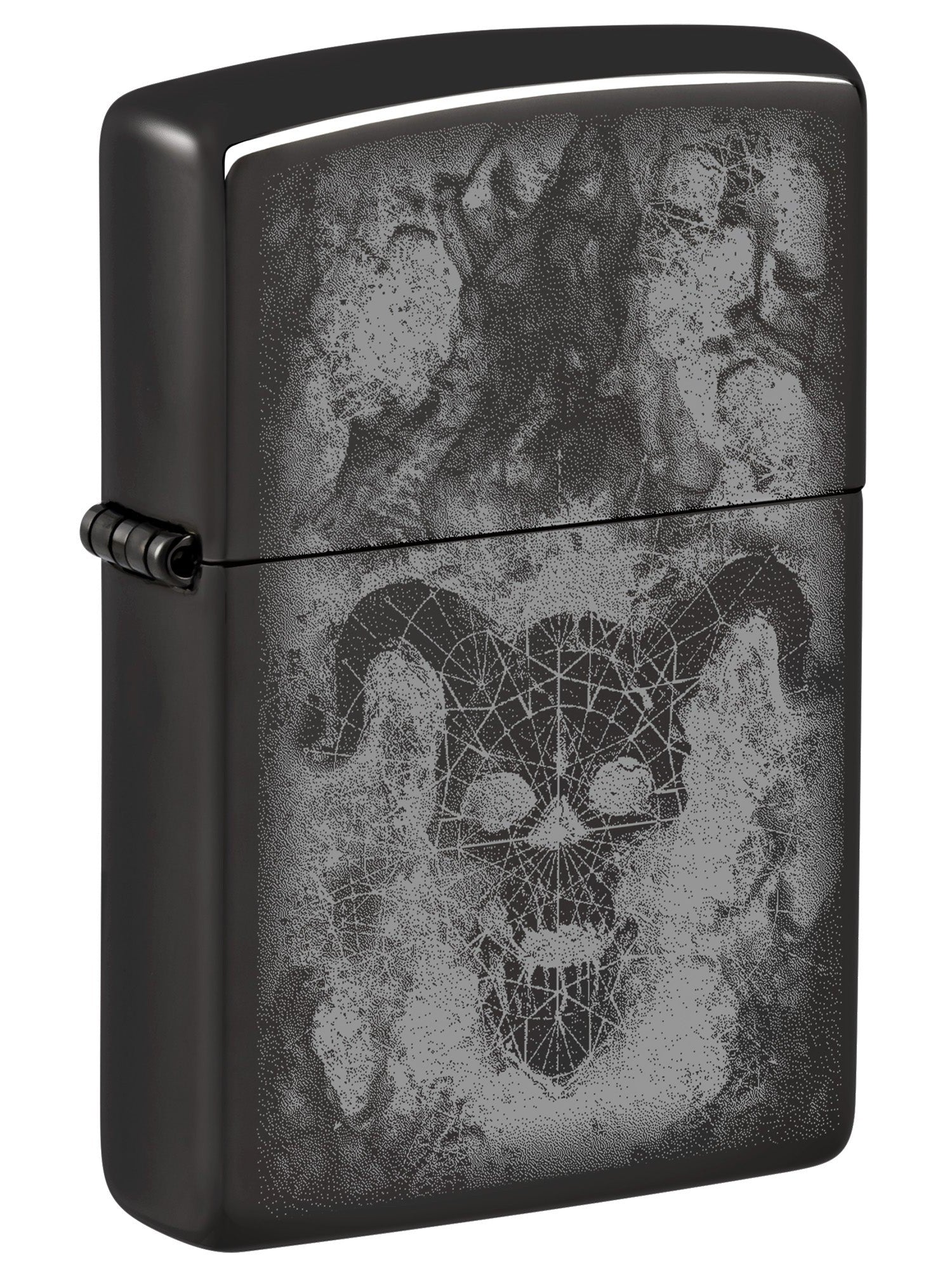 Zippo Lighter: Geometric Devil Design, Photo Image - High Polish Black 48809