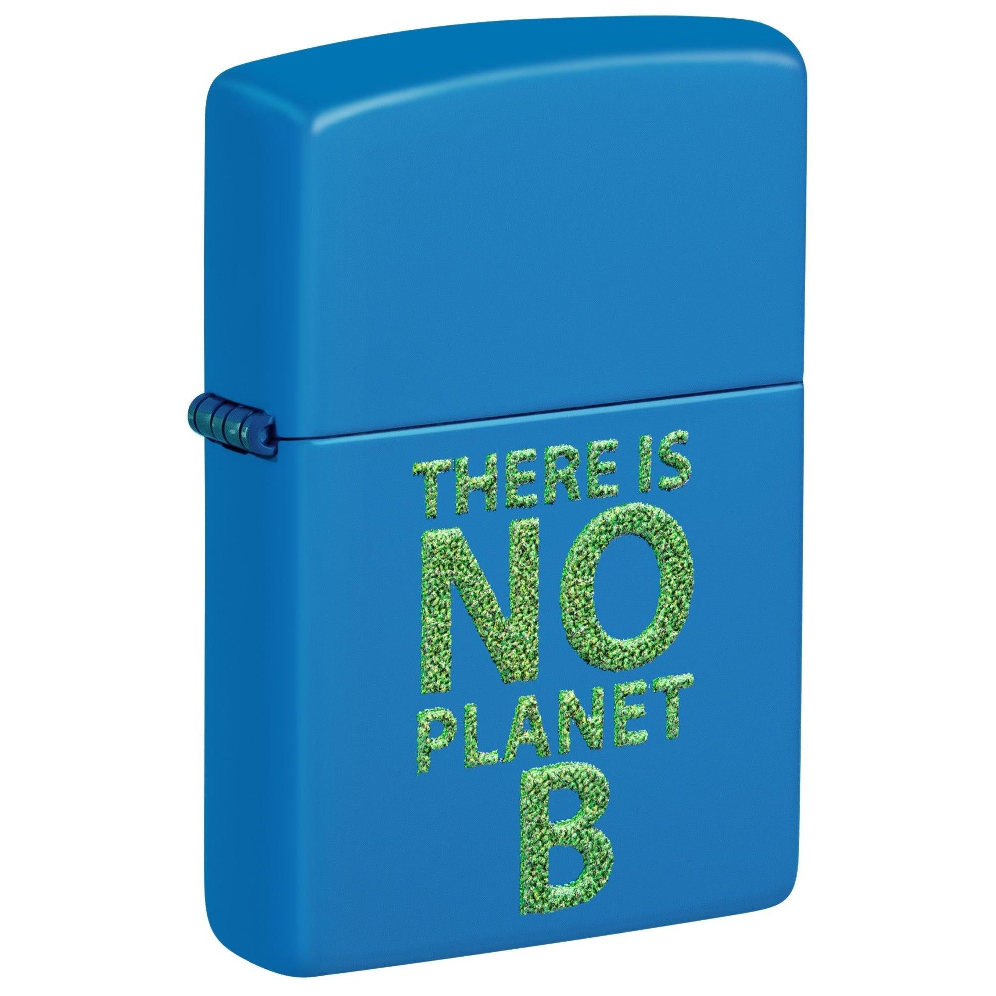 Zippo Lighter: No Planet B, Raised Print - Sky Blue Matte 48811