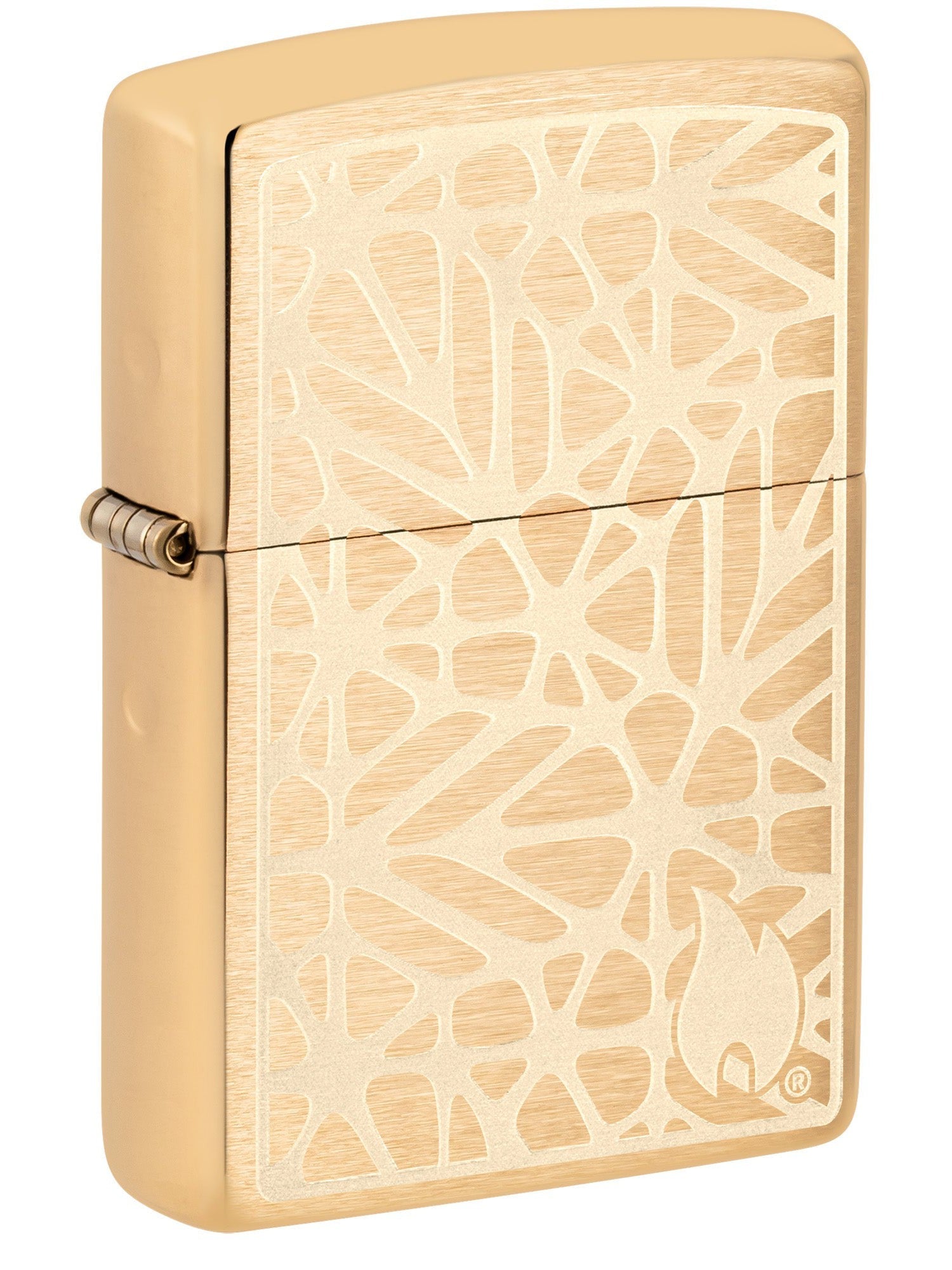 Zippo Lighter: Engraved Lattice Design - Brushed Brass 48835