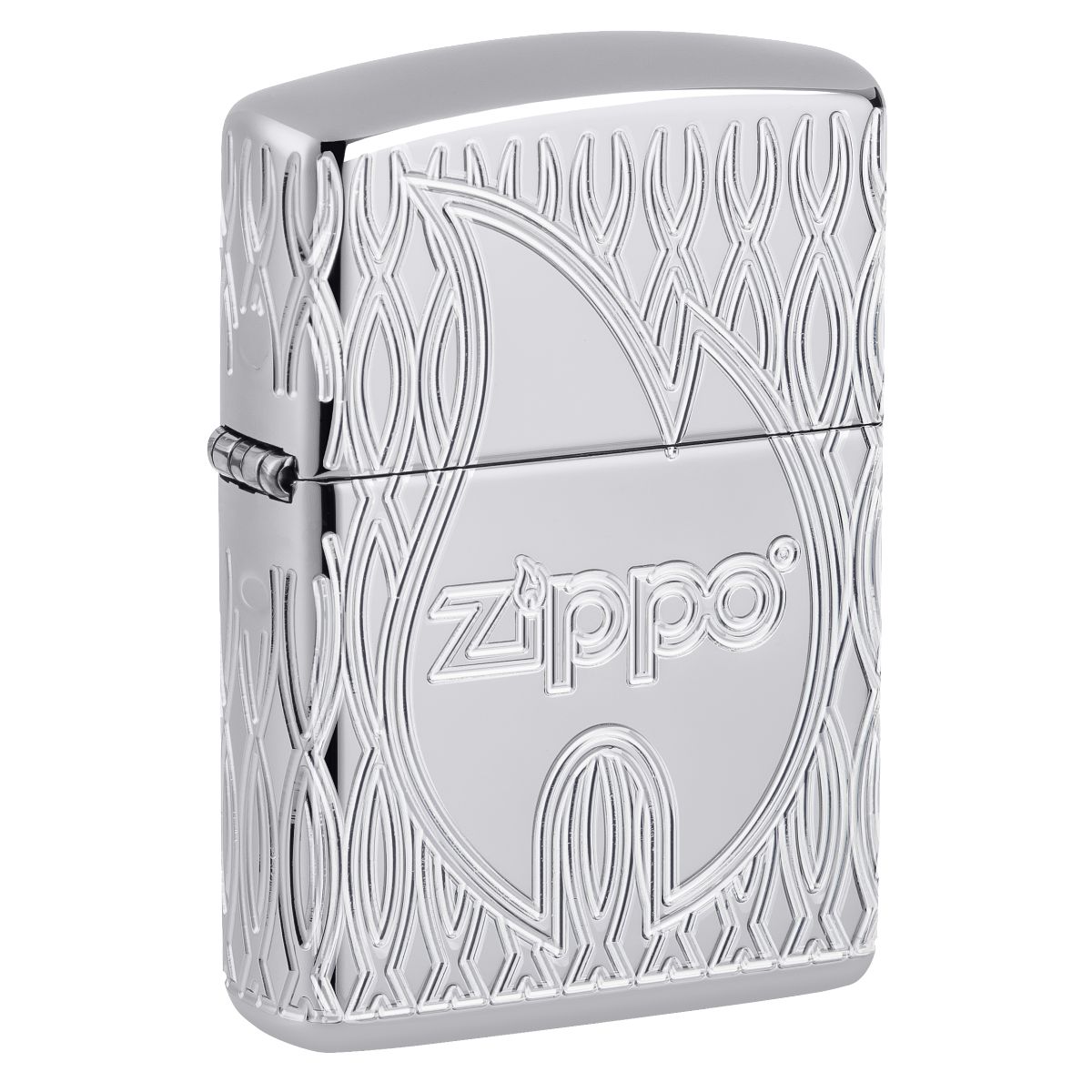 Zippo Lighter: Zippo Flame Design, Armor Multicut Engraved - High Polish Chrome 48838