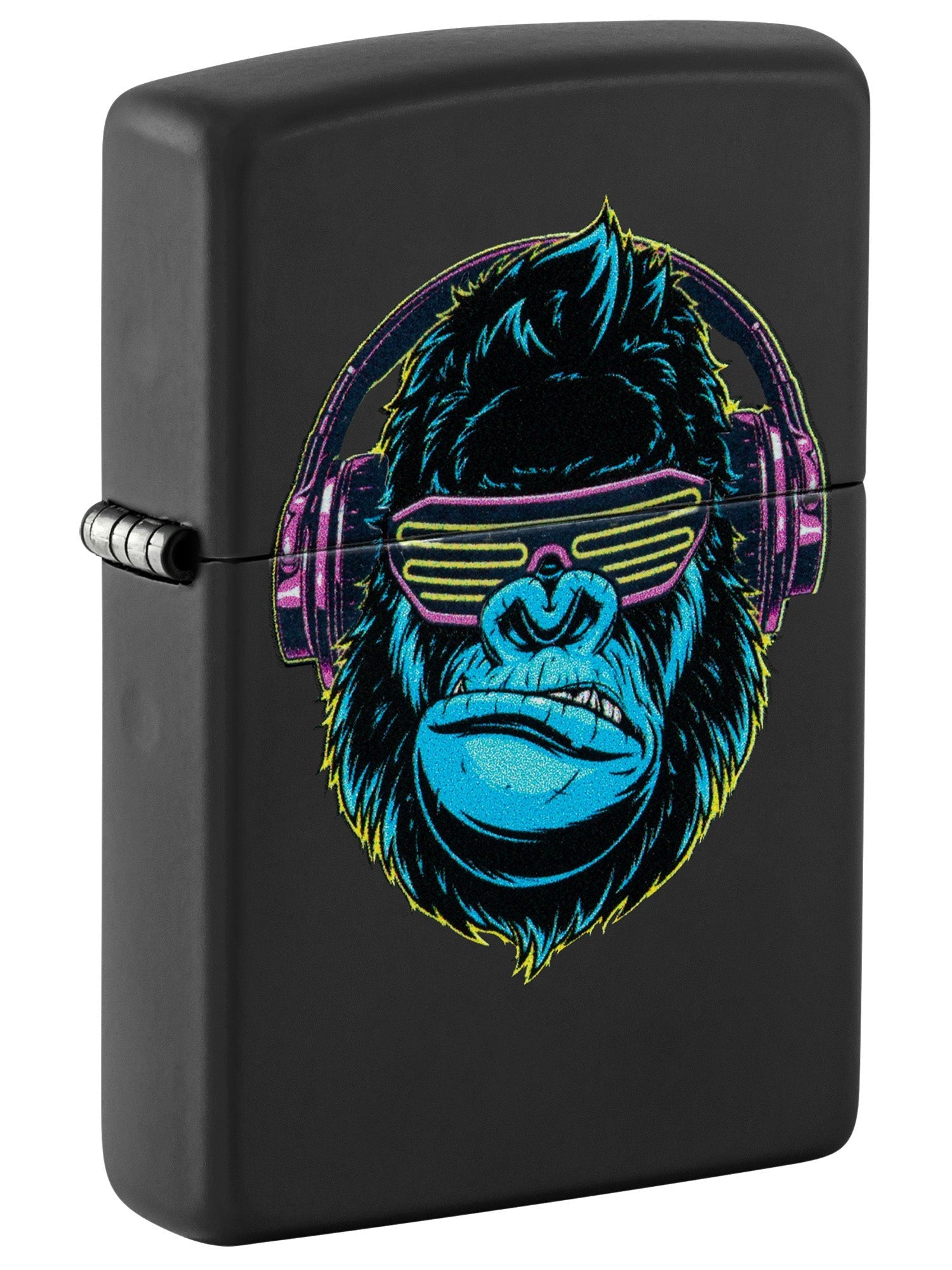 Zippo Lighter: Neon Gorilla with Blacklight - Black Matte 48841