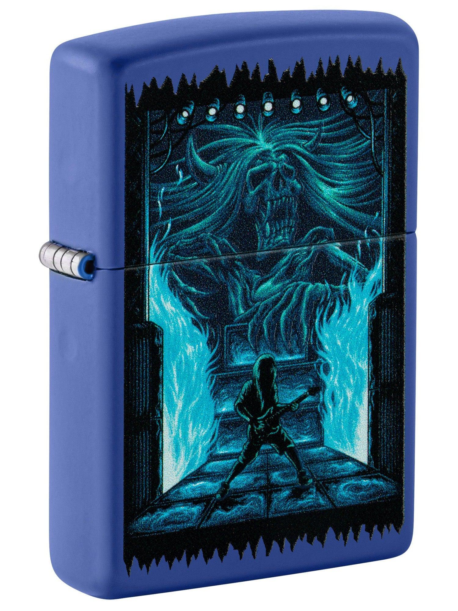 Zippo Lighter: Gothic Rock Music with Blacklight - Royal Blue Matte 48843