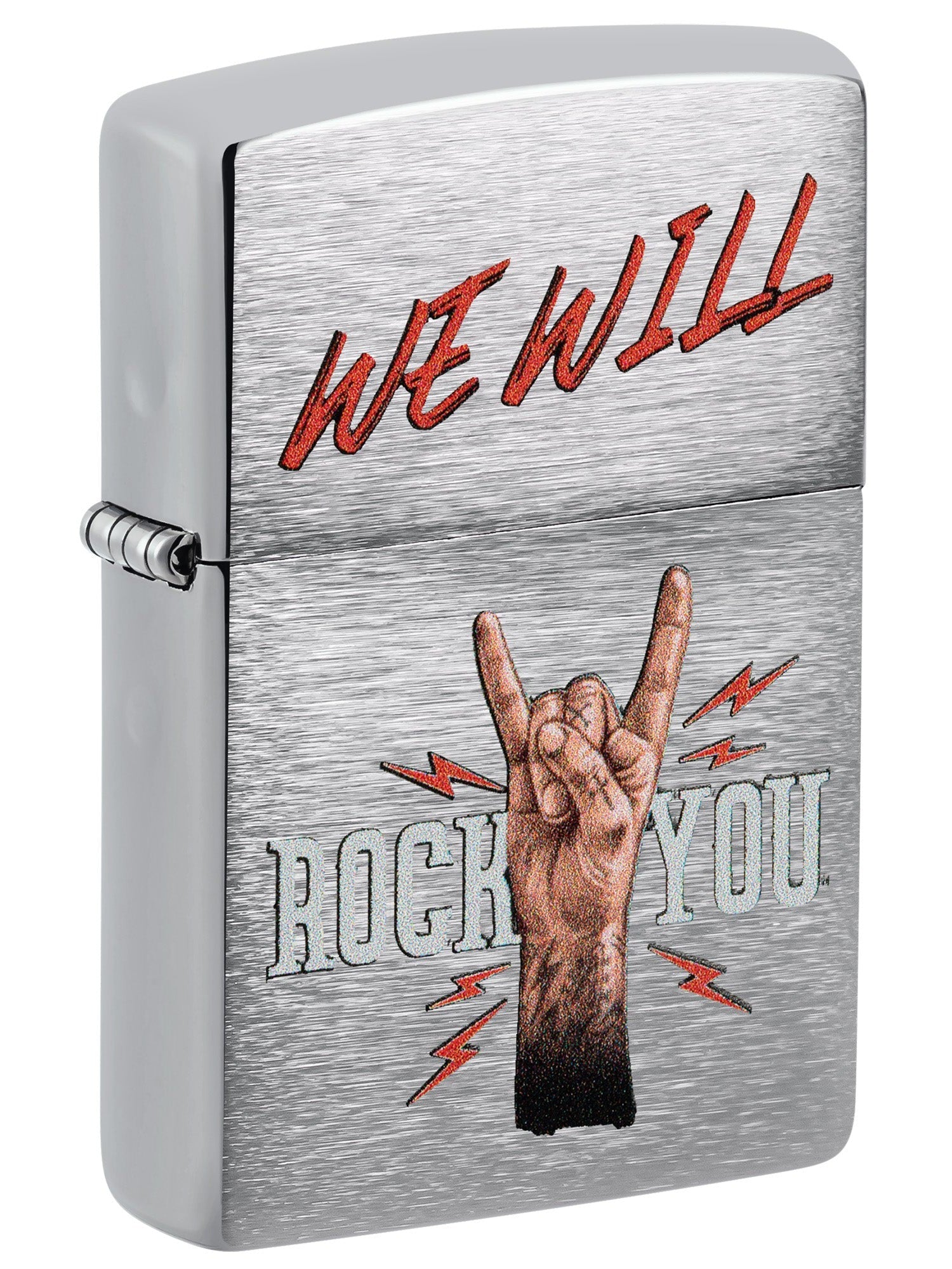 Zippo Lighter: We Will Rock You - Brushed Chrome 48853