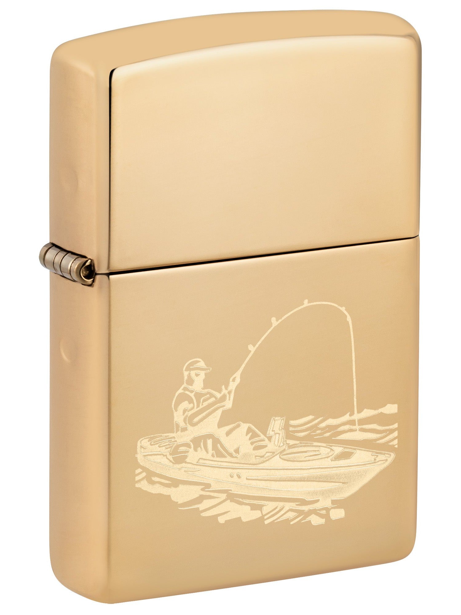 Zippo Lighter: Fishing Boat, Engraved - High Polish Brass 48862