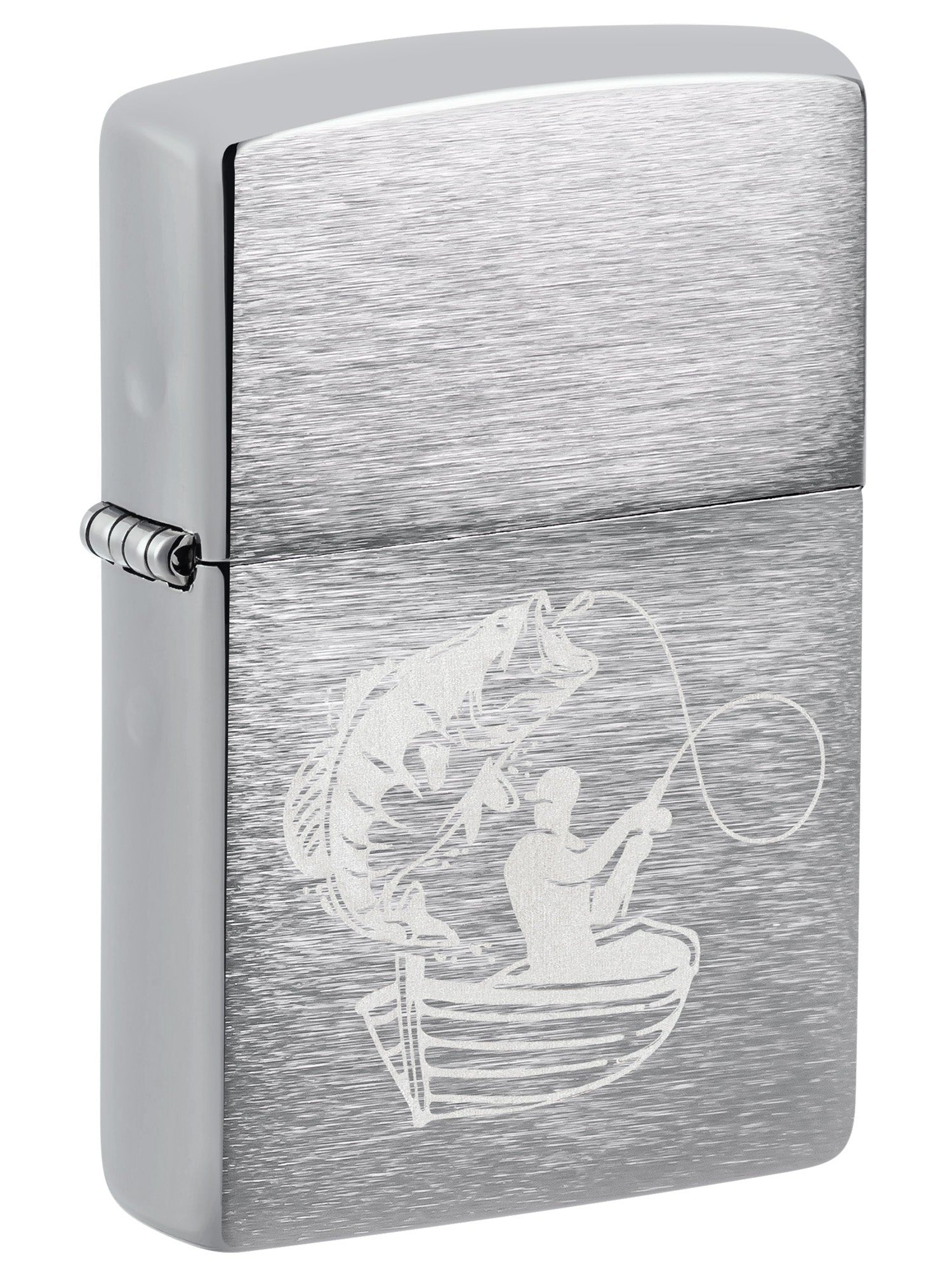 Zippo Lighter: Bass Fishing, Engraved - Brushed Chrome 48863