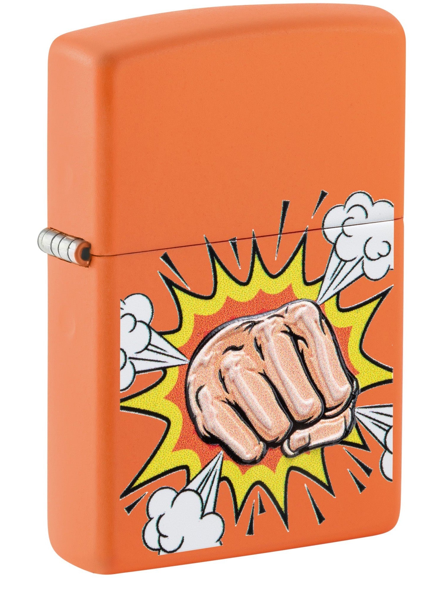 Zippo Lighter: Closed Fist, Raised Print - Orange Matte 48868