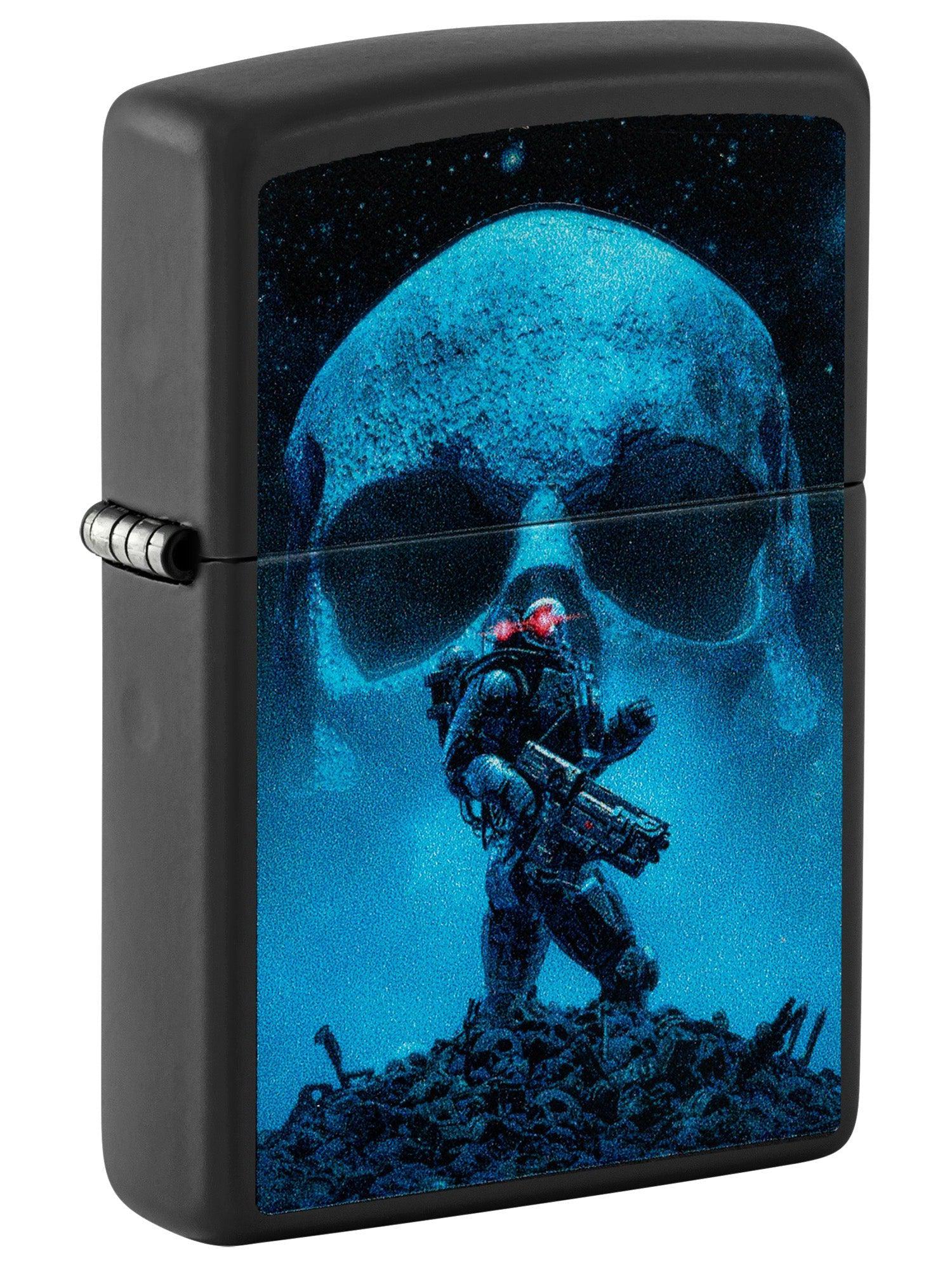 Zippo Lighter: Cyberpunk Soldier with Blacklight - Black Matte 48878