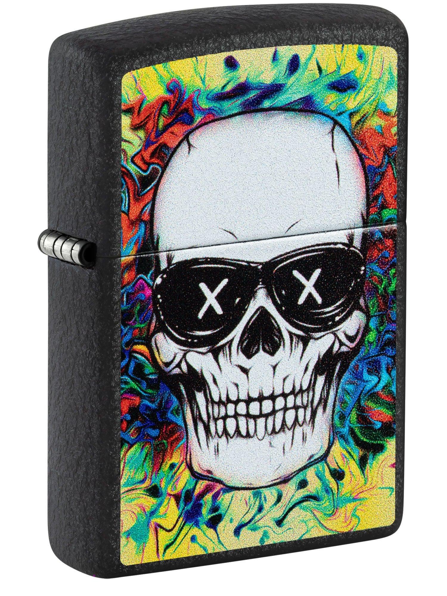 Zippo Lighter: Skull with Sunglasses - Black Crackle 48890