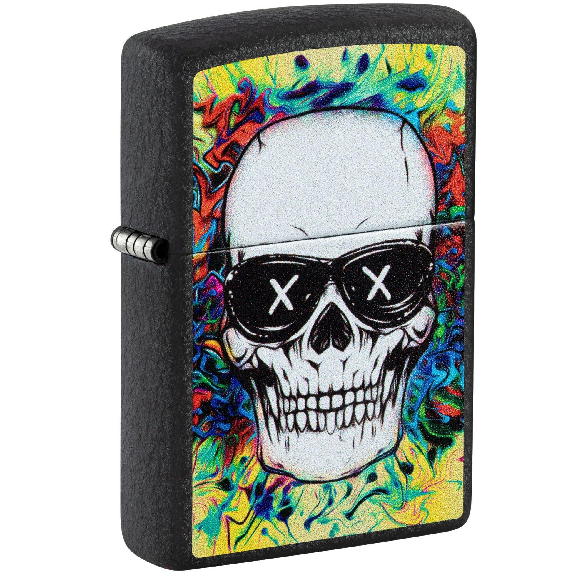 Zippo Lighter: Skull with Sunglasses - Black Crackle 48890