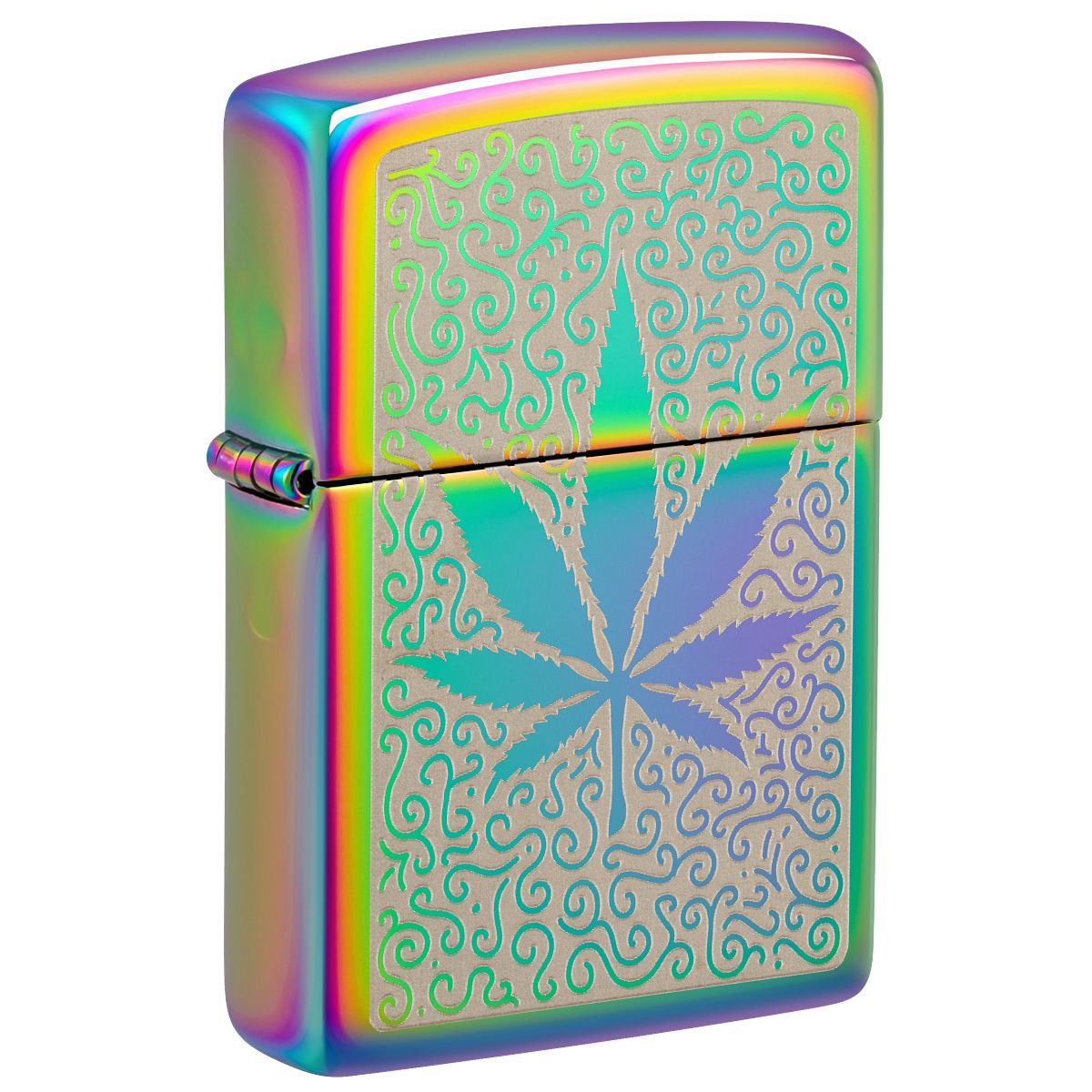 Zippo Lighter: Weed Leaf Design, Engraved - Multi-Color 48925