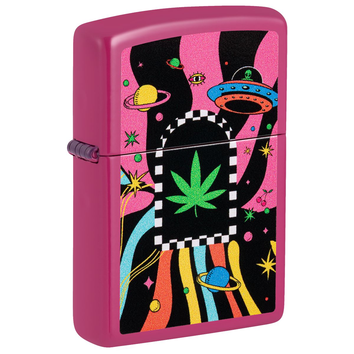 Zippo Lighter: Weed Leaf with Spaceships - Frequency 48928