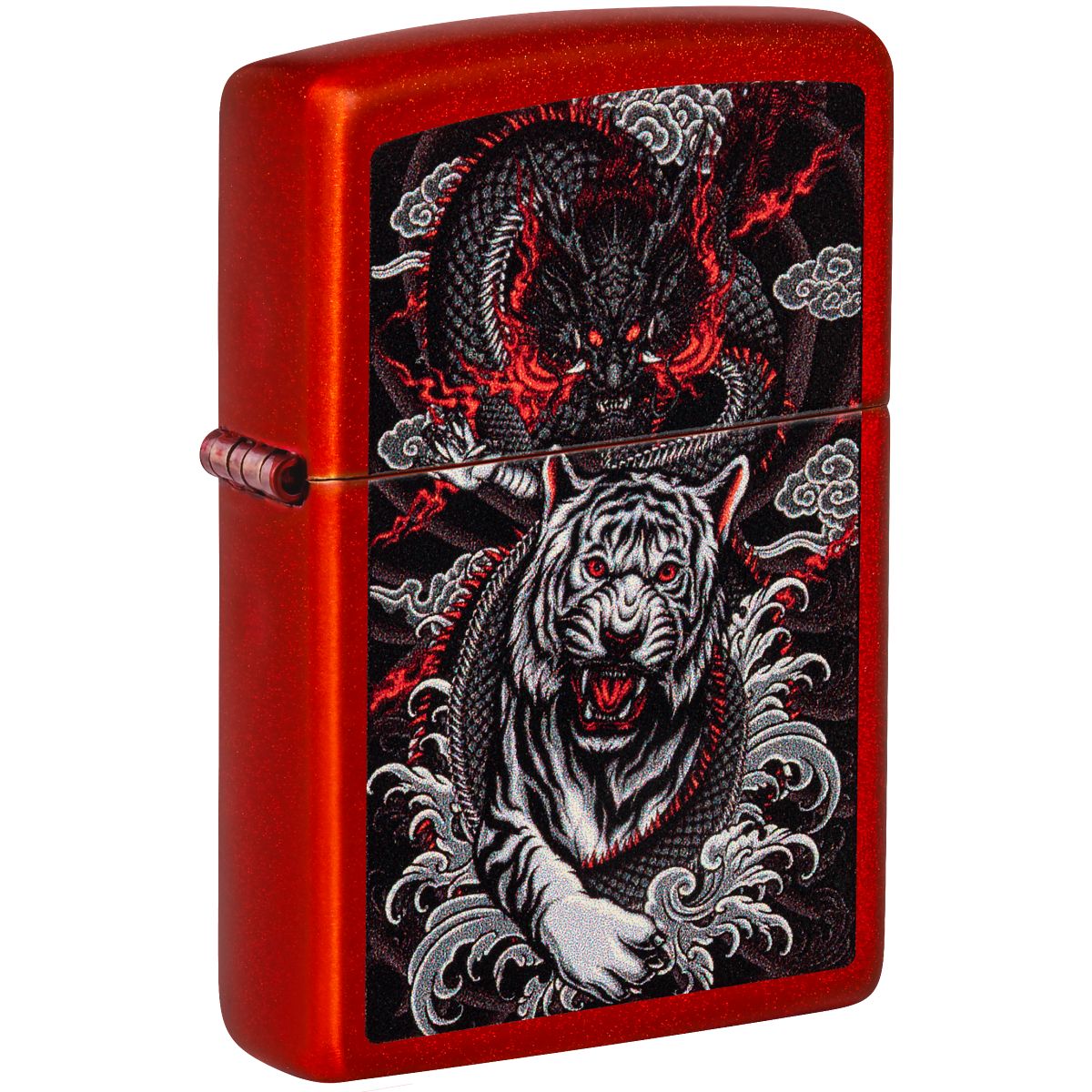 Zippo Lighter: Dragon and Tiger - Metallic Red 48933