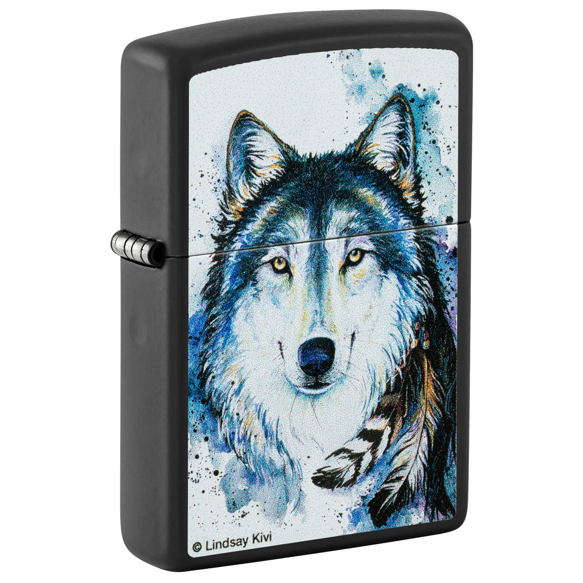 Zippo Lighter: Feed the Good Wolf by Lindsay Kivi - Black Matte 48936
