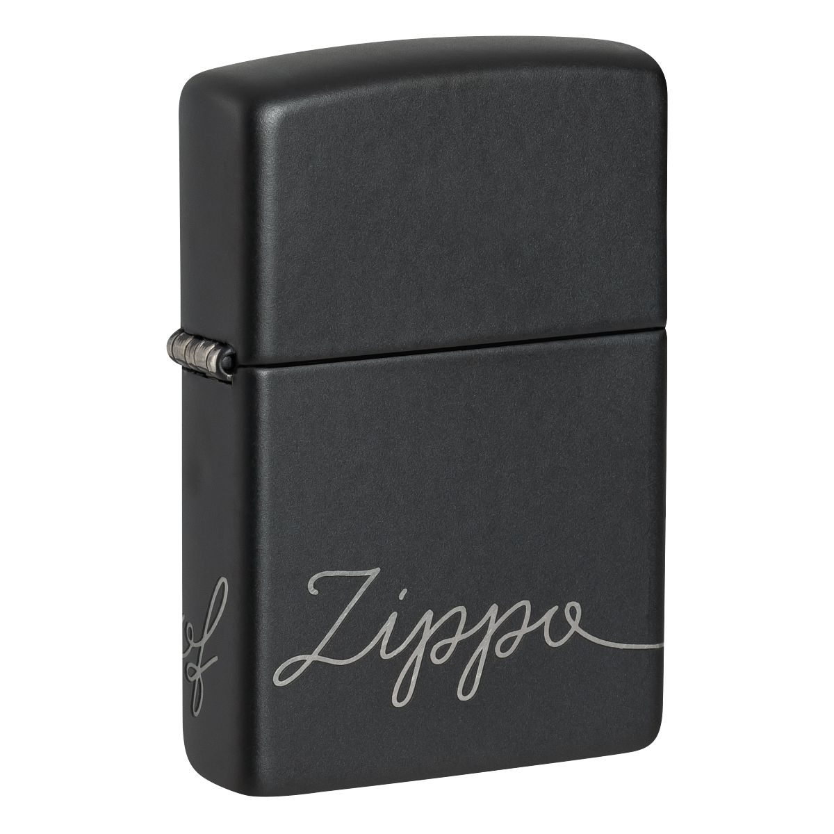 Zippo Lighter: Zippo Windproof Script, Laser 360 - Black Matte 48979