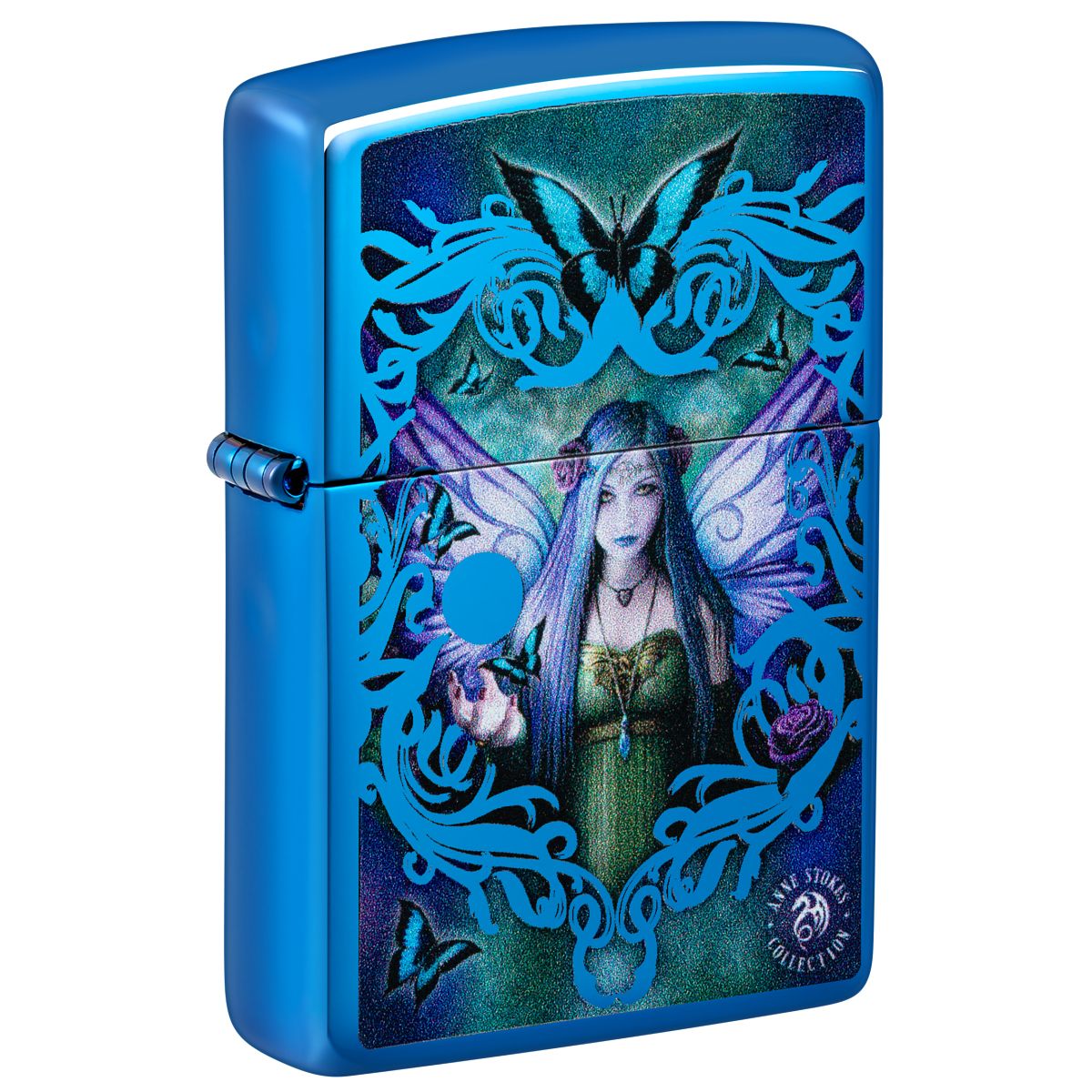 Zippo Lighter: Mystic Aura Fairy by Anne Stokes - High Polish Blue 48985