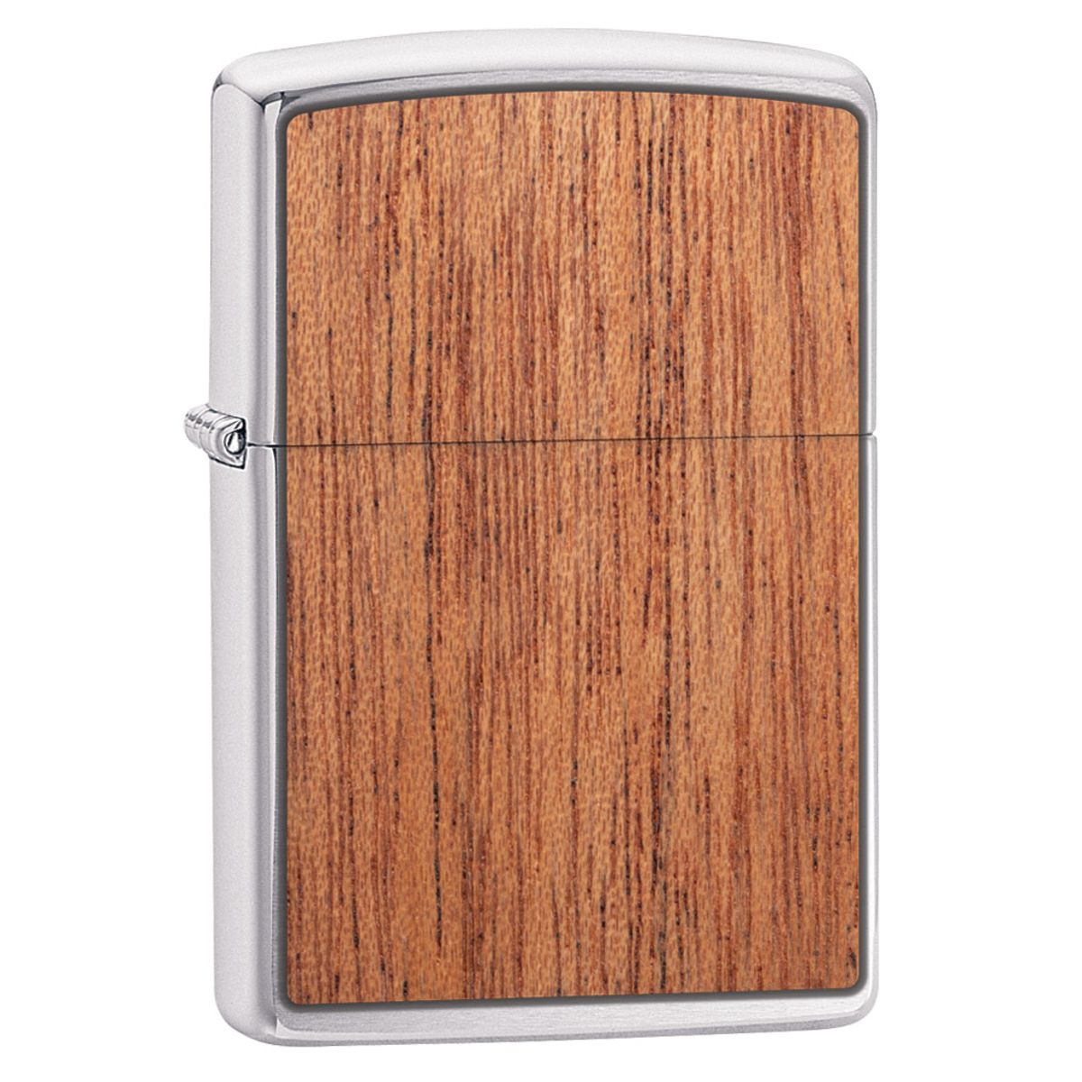 Zippo Lighter: Woodchuck Mahogany - Brushed Chrome 49038