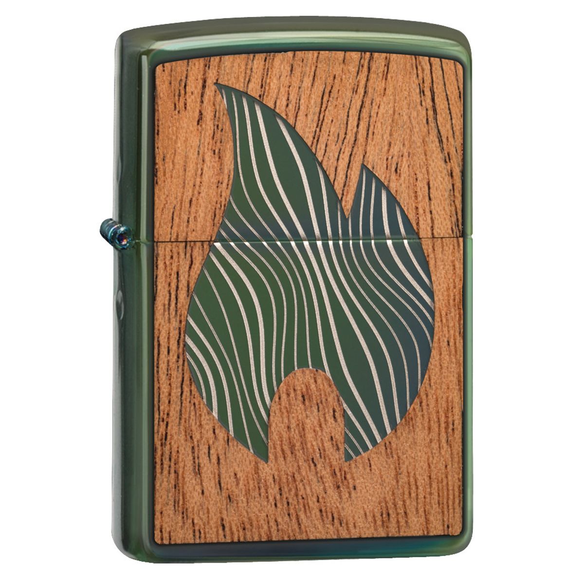 Zippo Lighter: Woodchuck Zippo Flame - High Polish Green 49057