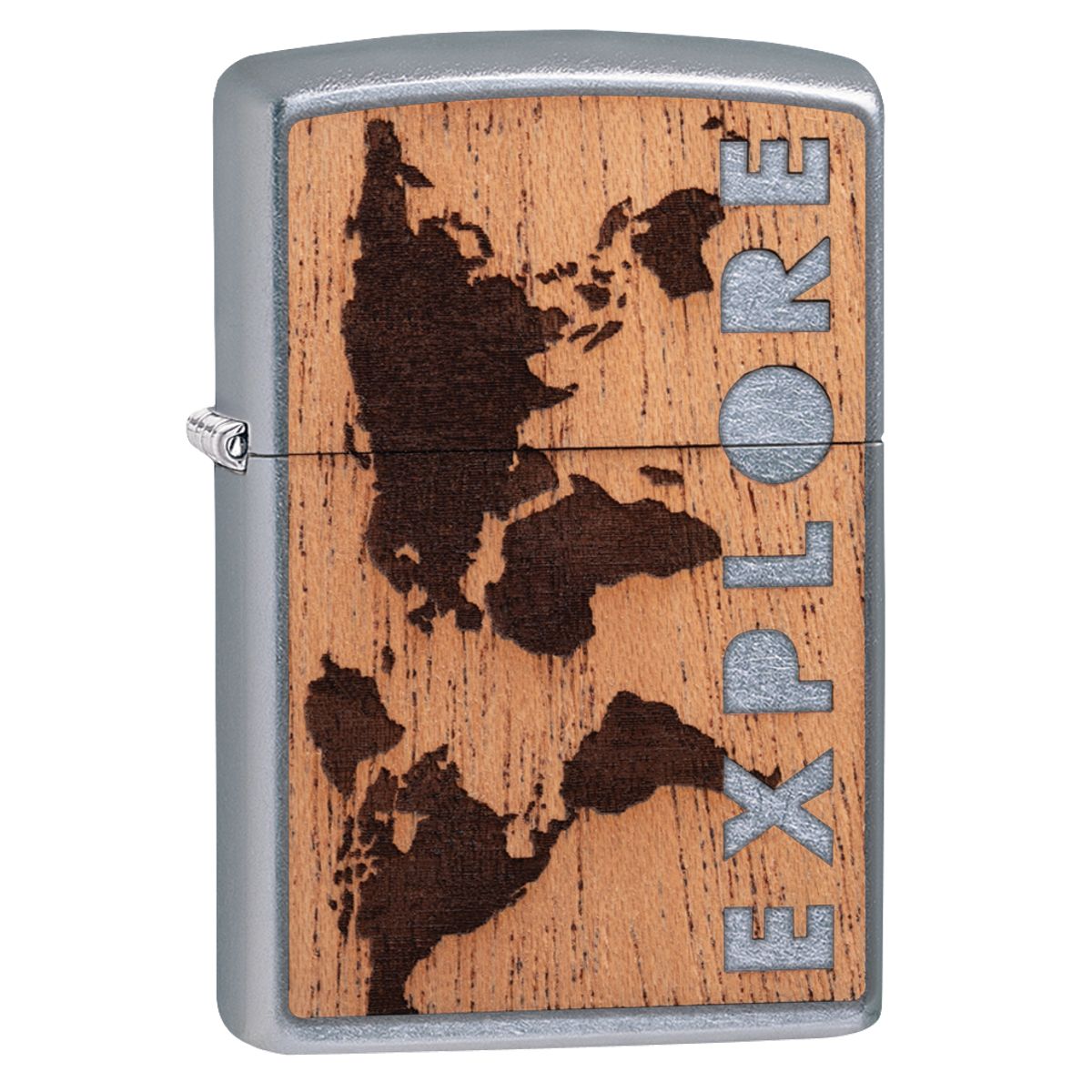 Zippo Lighter: Woodchuck Mahogany, Explorer - Street Chrome 49171